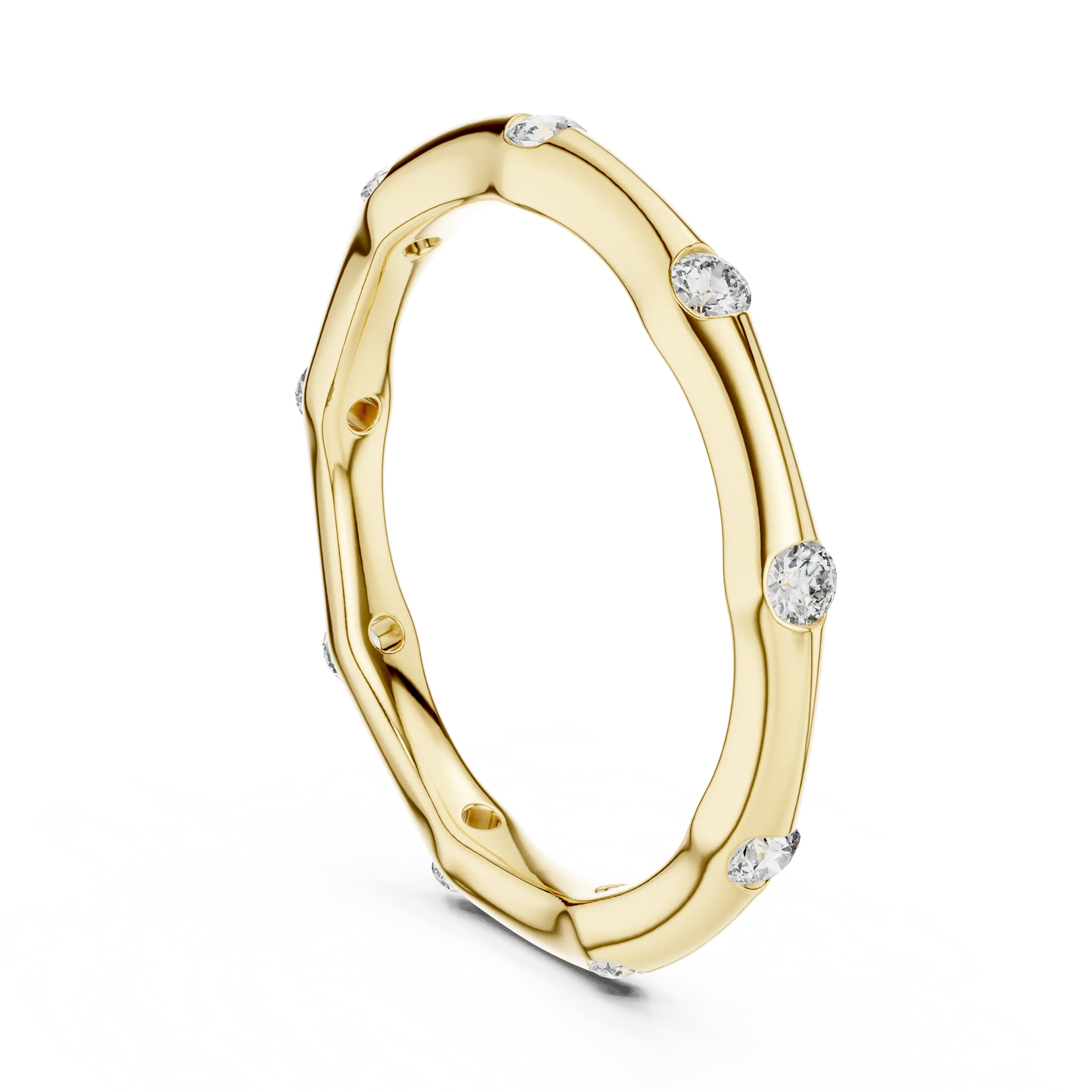 MJET005 - Round Brilliant Flush Set Wavy Eternity Band