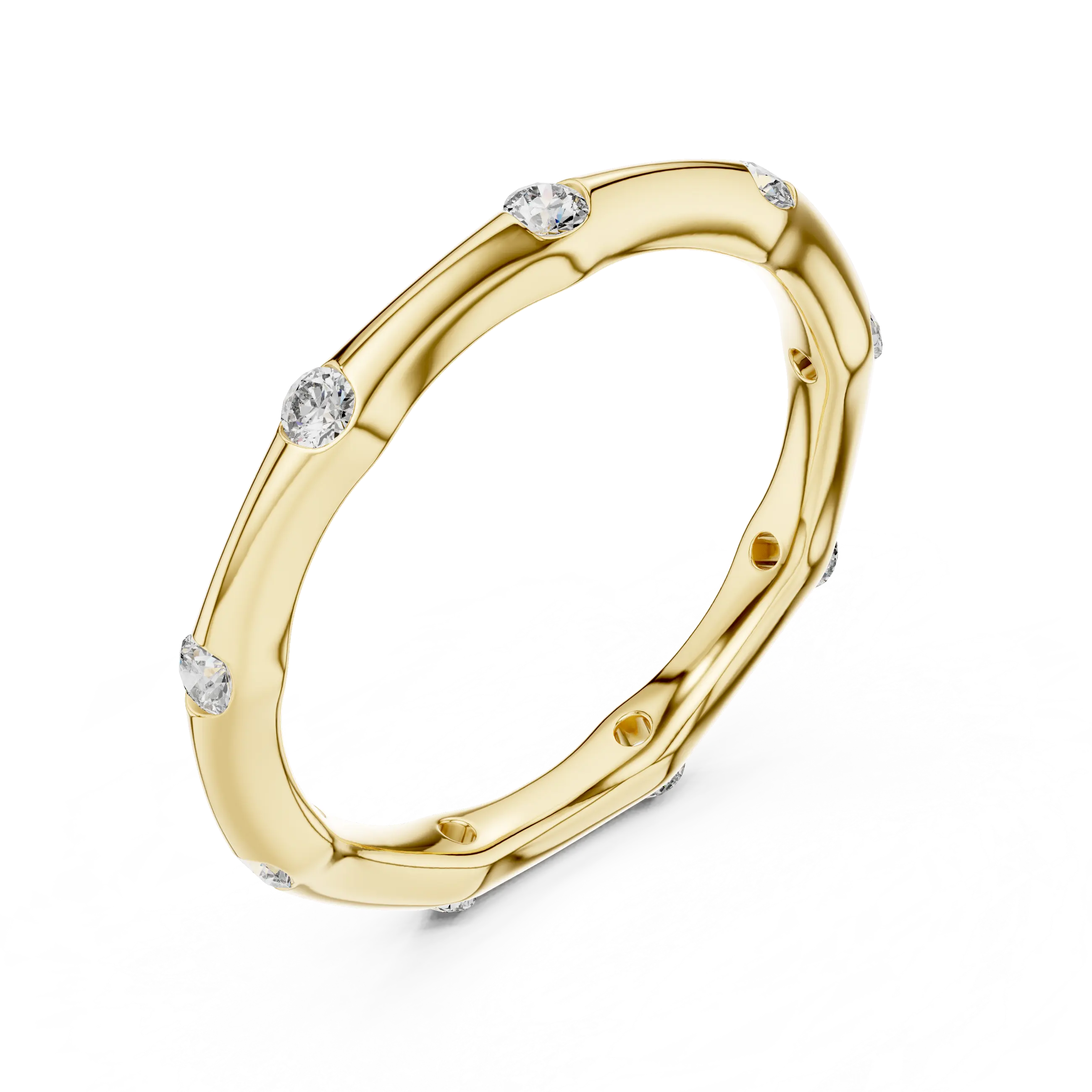 MJET005 - Round Brilliant Flush Set Wavy Eternity Band