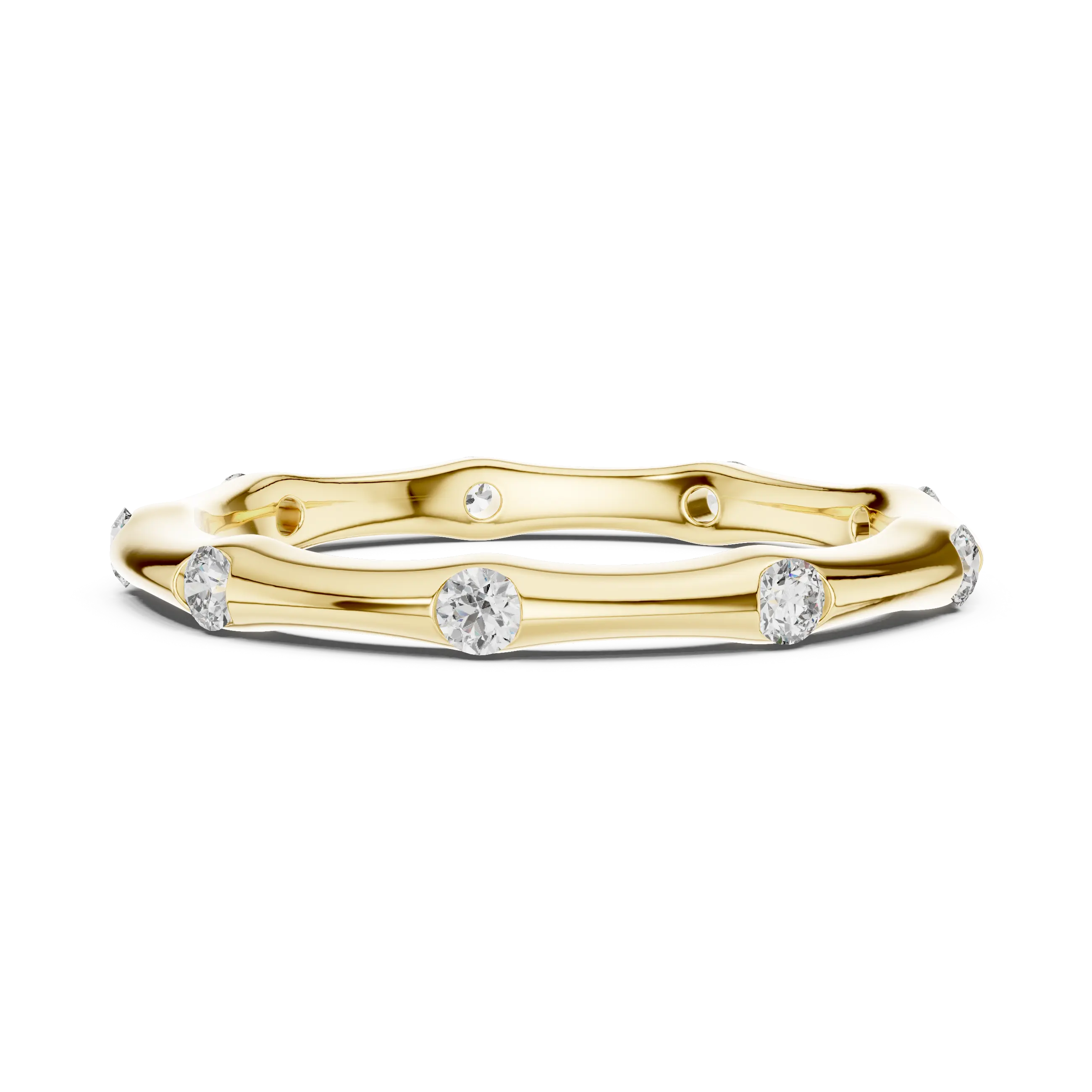 MJET005 - Round Brilliant Flush Set Wavy Eternity Band