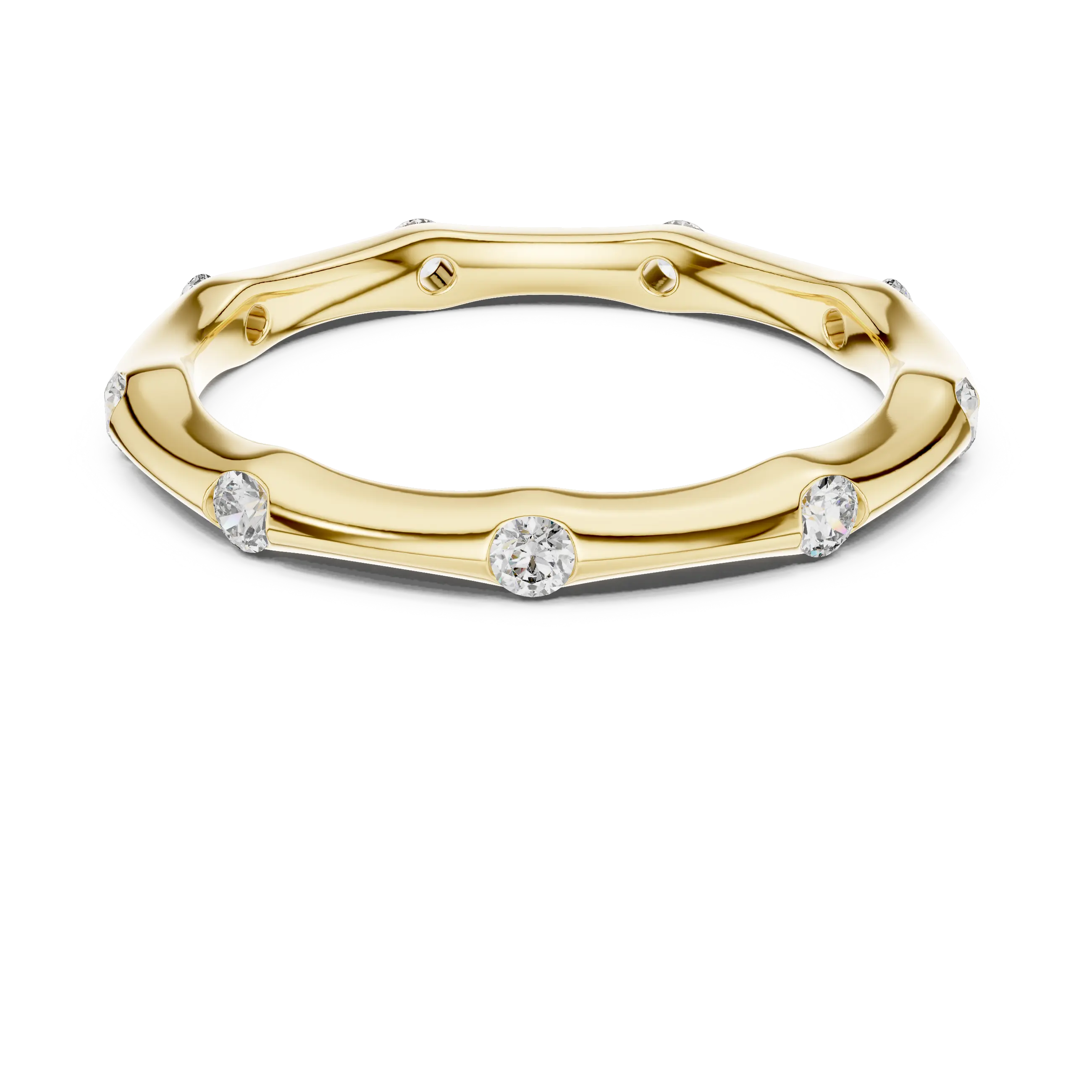 MJET005 - Round Brilliant Flush Set Wavy Eternity Band