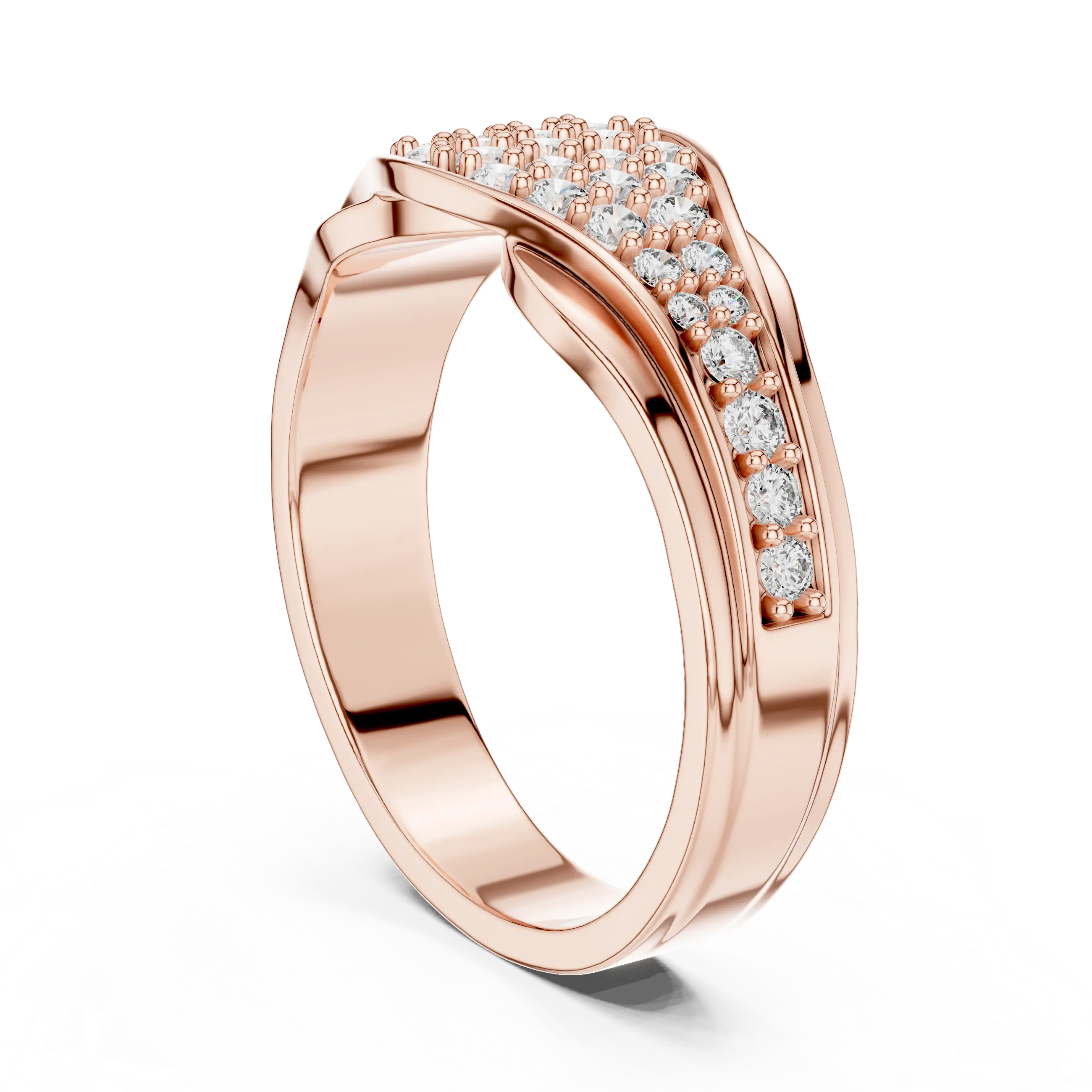 MJR051 - Oval Cluster Sculpted Wave Statement Band
