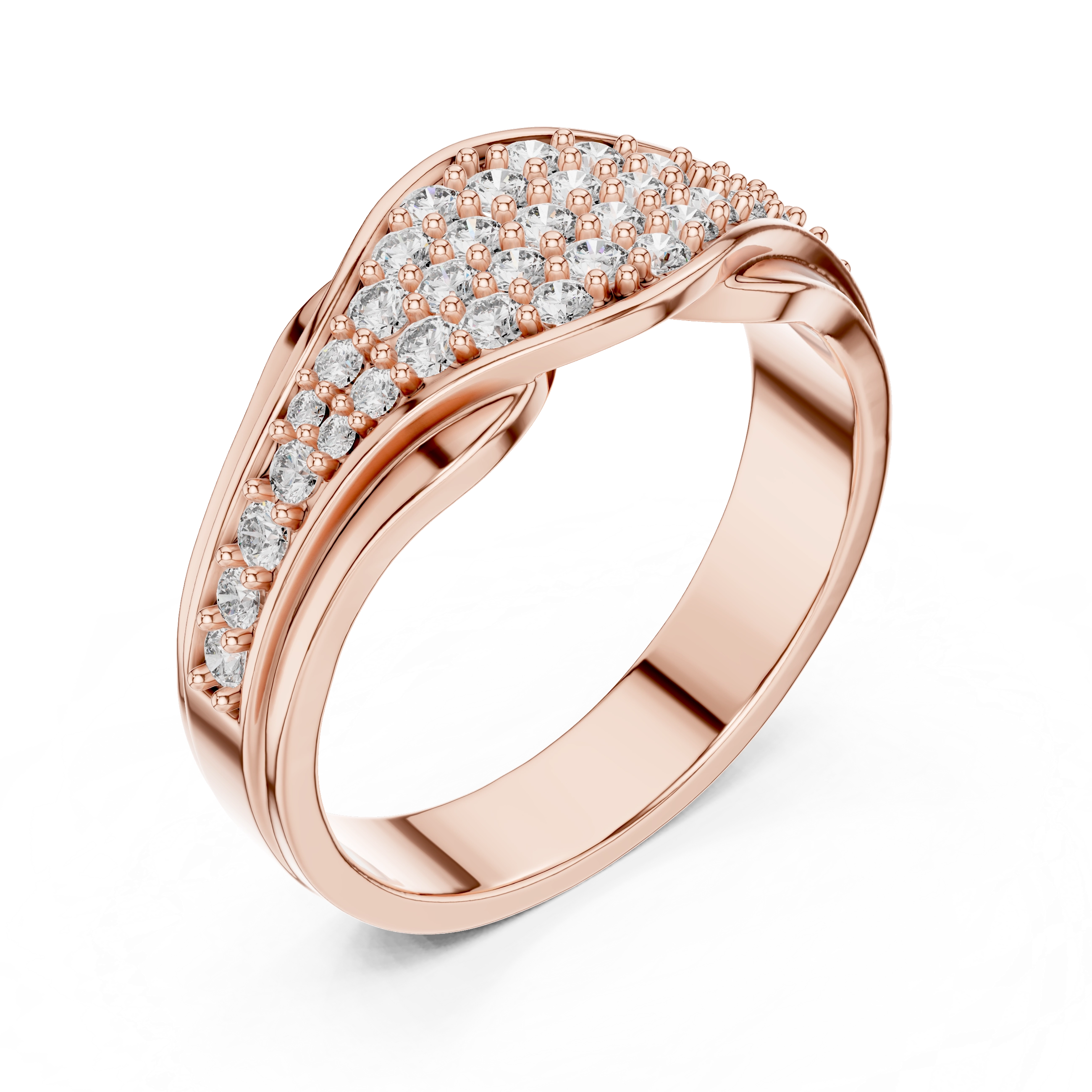 MJAR001 - Swirling Pave Encrusted Wide Statement Ring