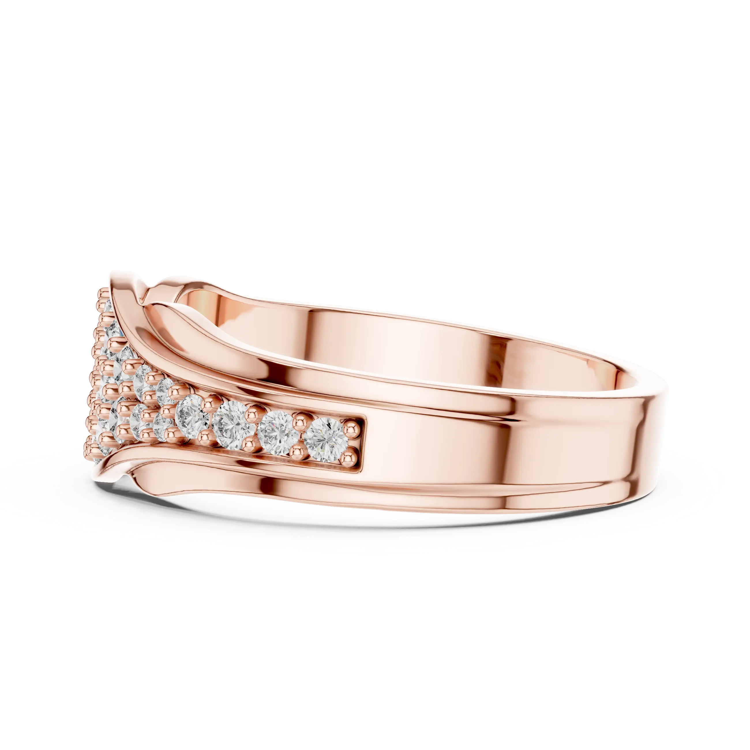 MJR051 - Oval Cluster Sculpted Wave Statement Band