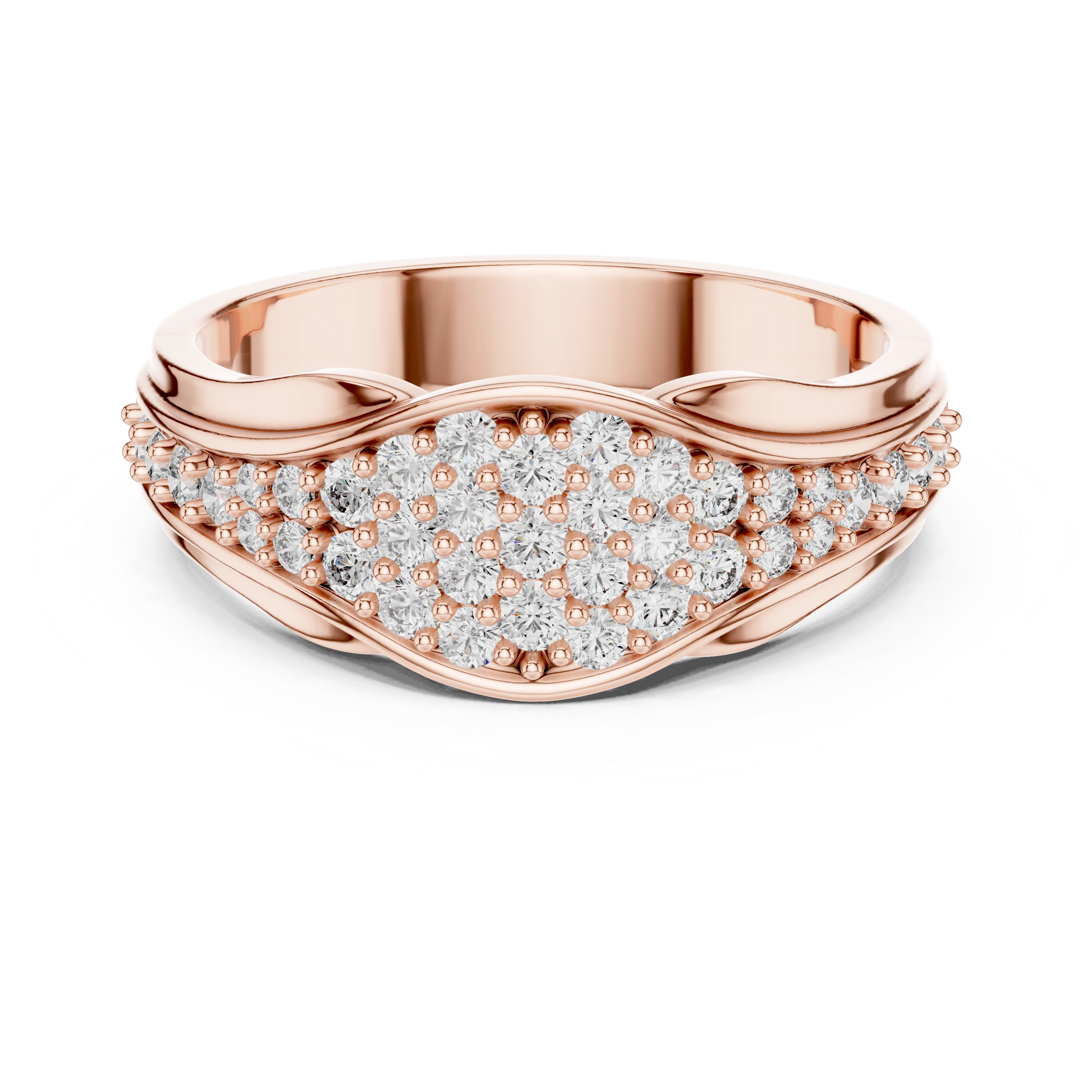 MJAR001 - Swirling Pave Encrusted Wide Statement Ring