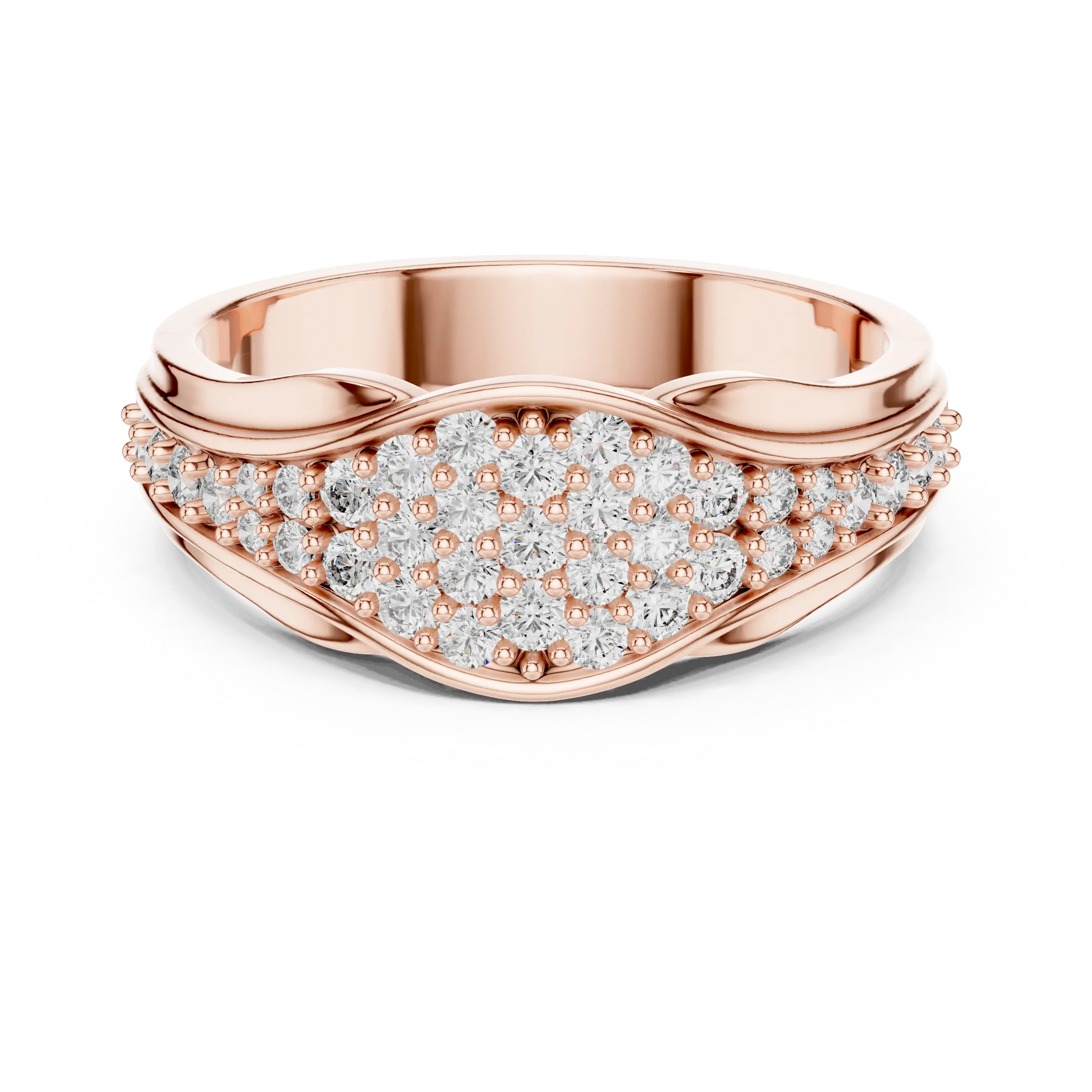 MJR051 - Oval Cluster Sculpted Wave Statement Band