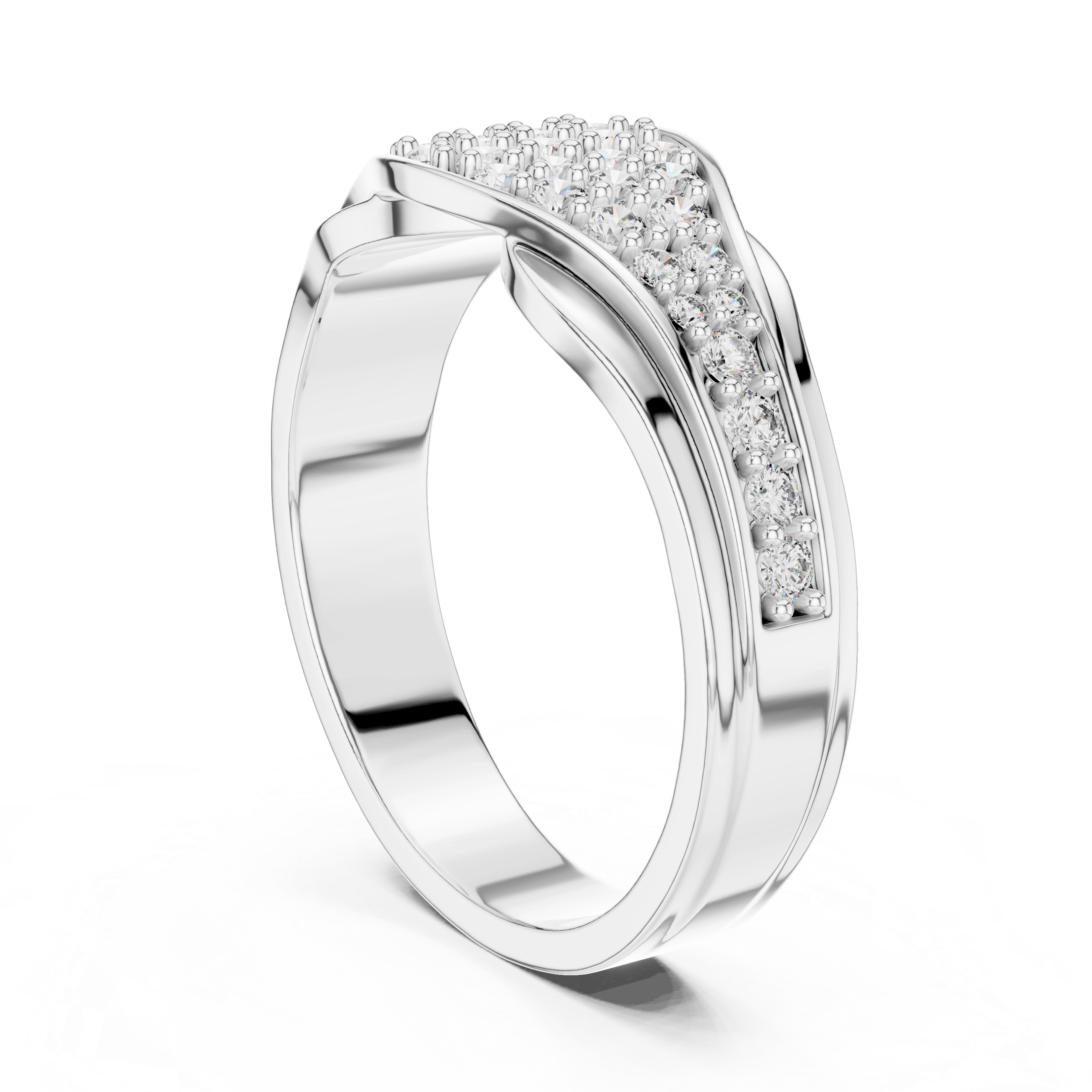 MJAR001 - Swirling Pave Encrusted Wide Statement Ring