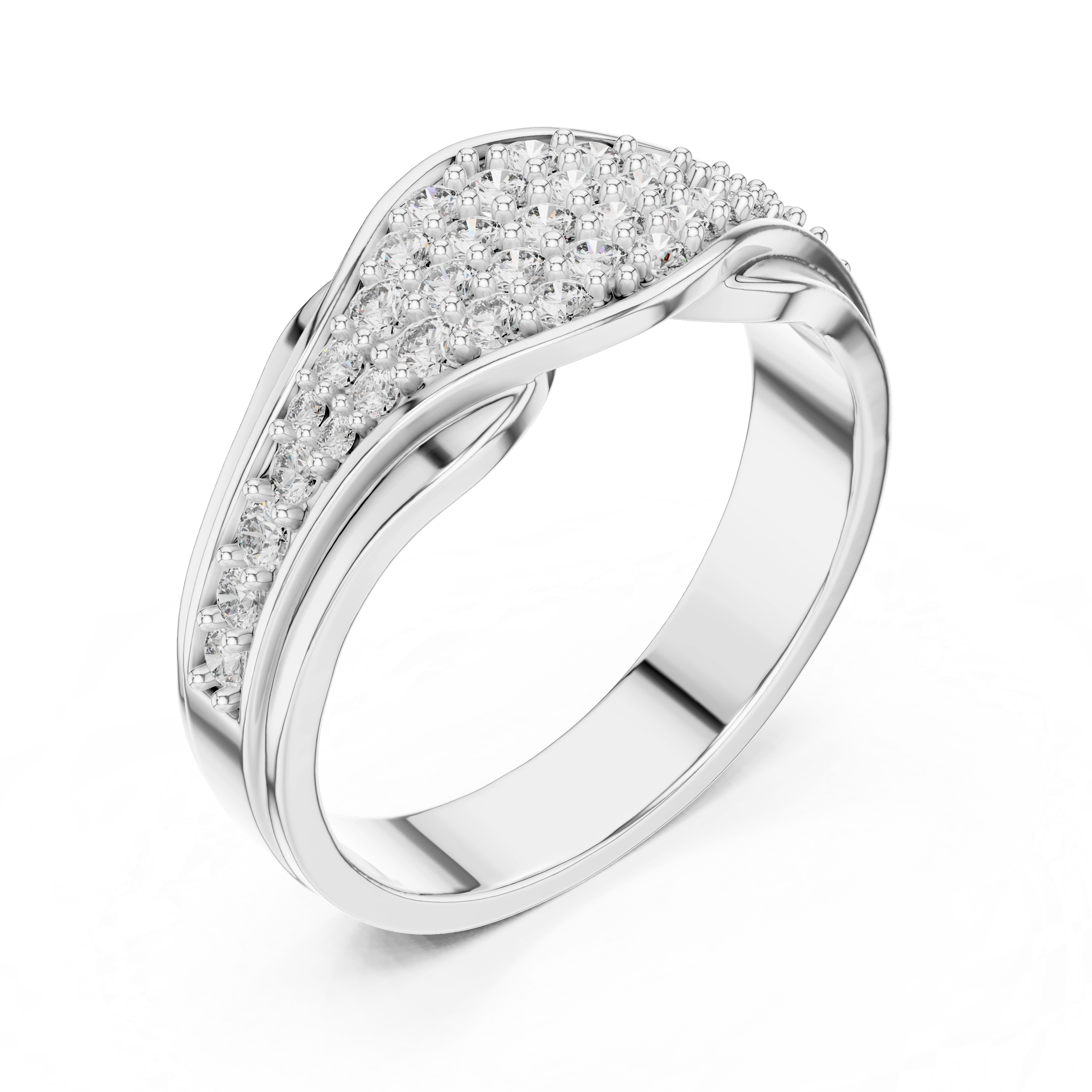 MJAR001 - Swirling Pave Encrusted Wide Statement Ring