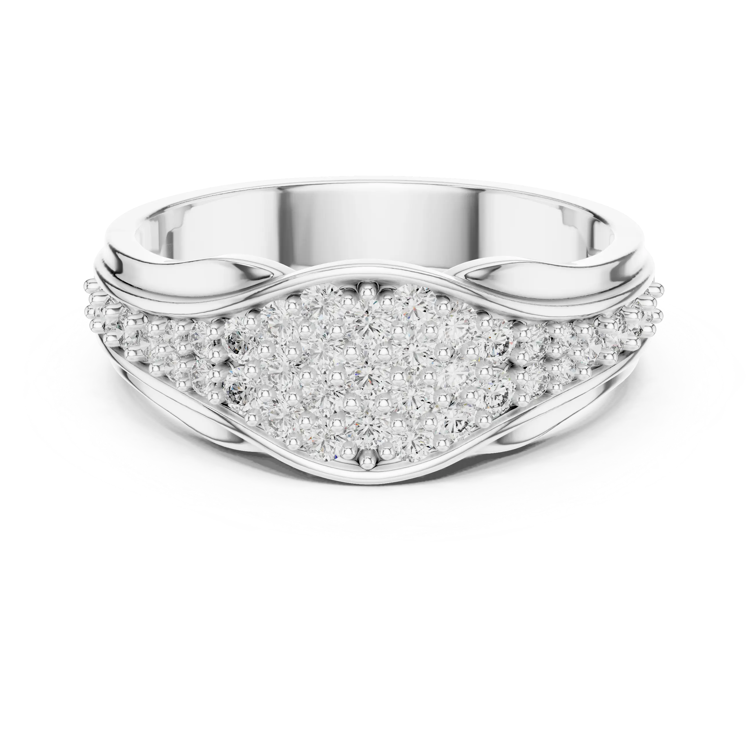 MJR051 - Oval Cluster Sculpted Wave Statement Band