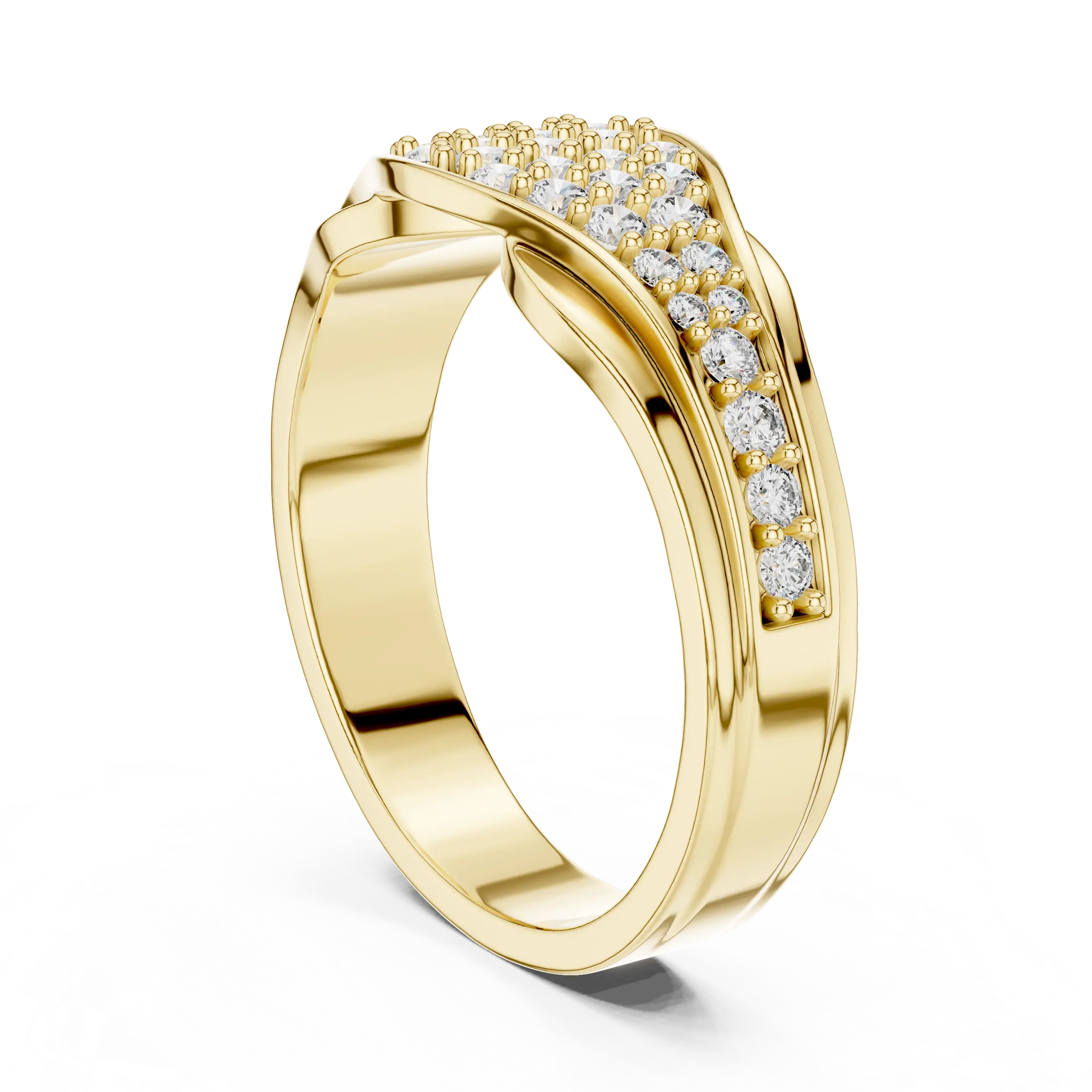 MJR051 - Oval Cluster Sculpted Wave Statement Band