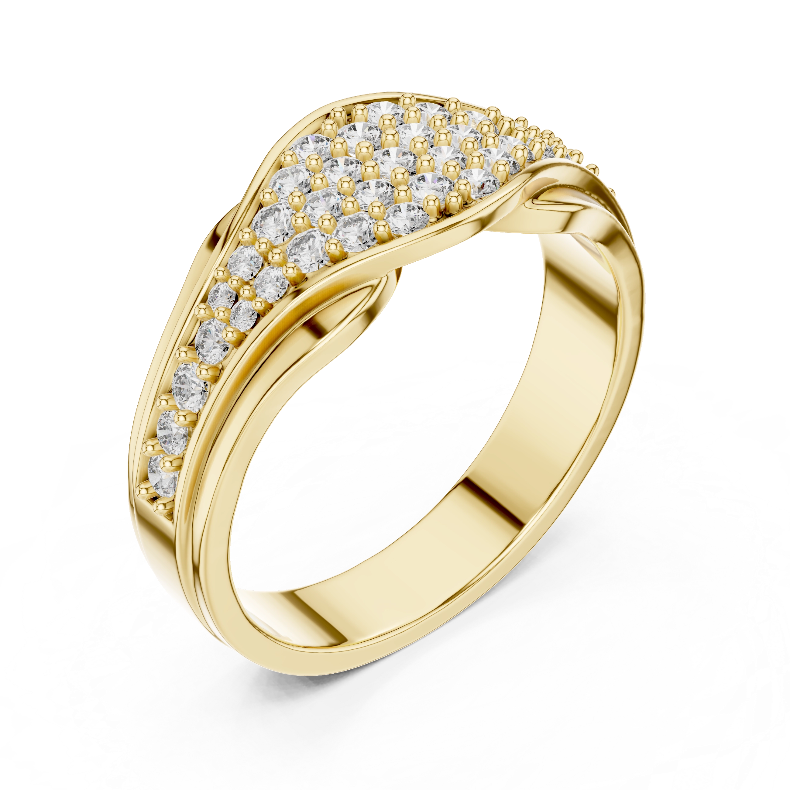 MJAR001 - Swirling Pave Encrusted Wide Statement Ring