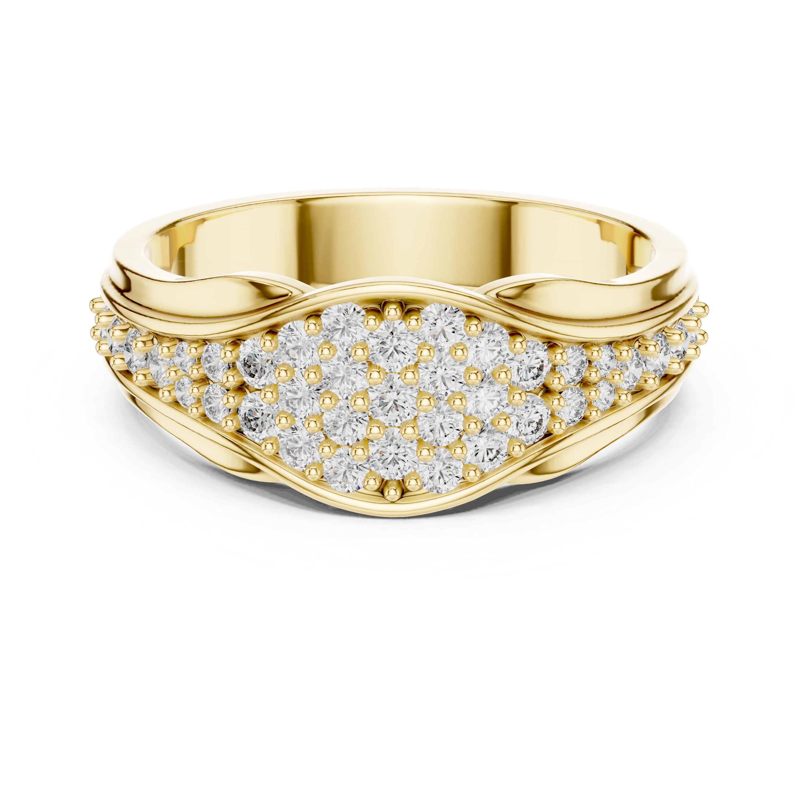 MJAR001 - Swirling Pave Encrusted Wide Statement Ring