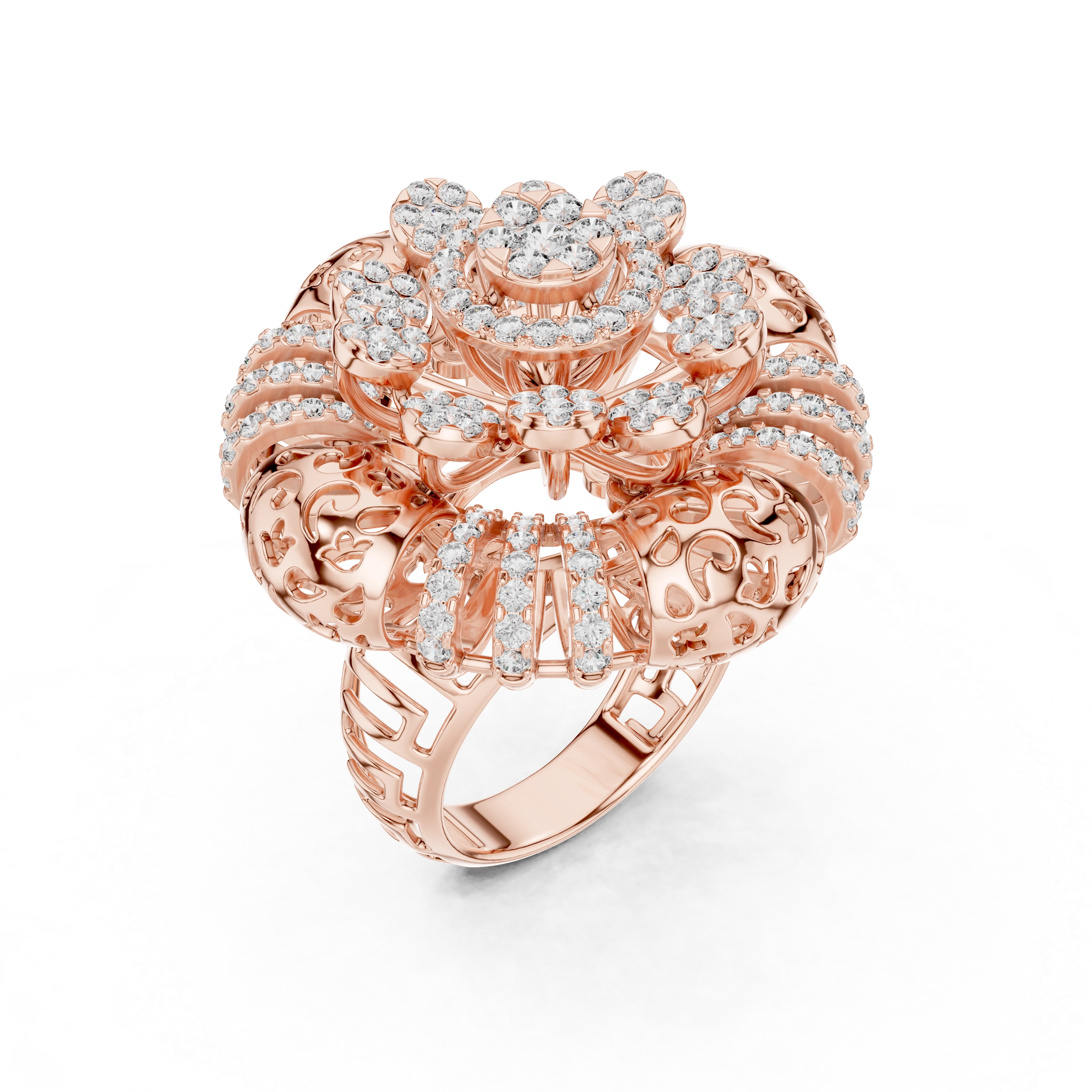 MJAR002 - Floral Textured Round Medallion Ring