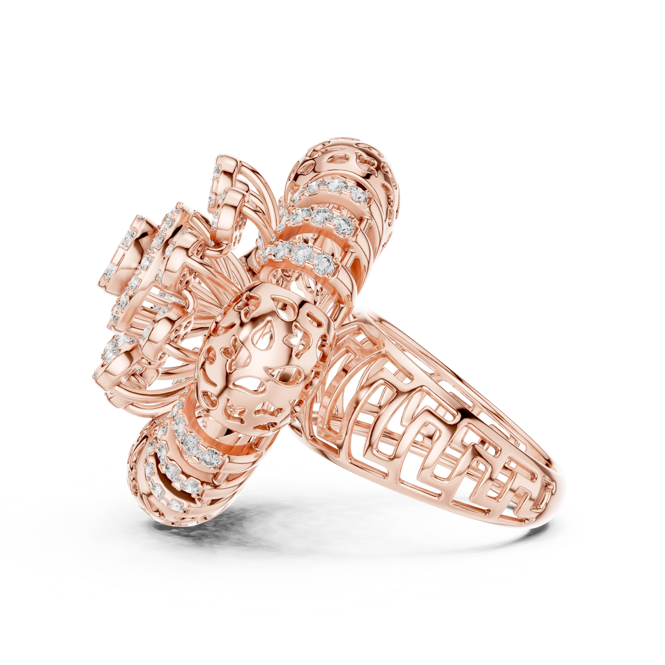 MJAR002 - Floral Textured Round Medallion Ring