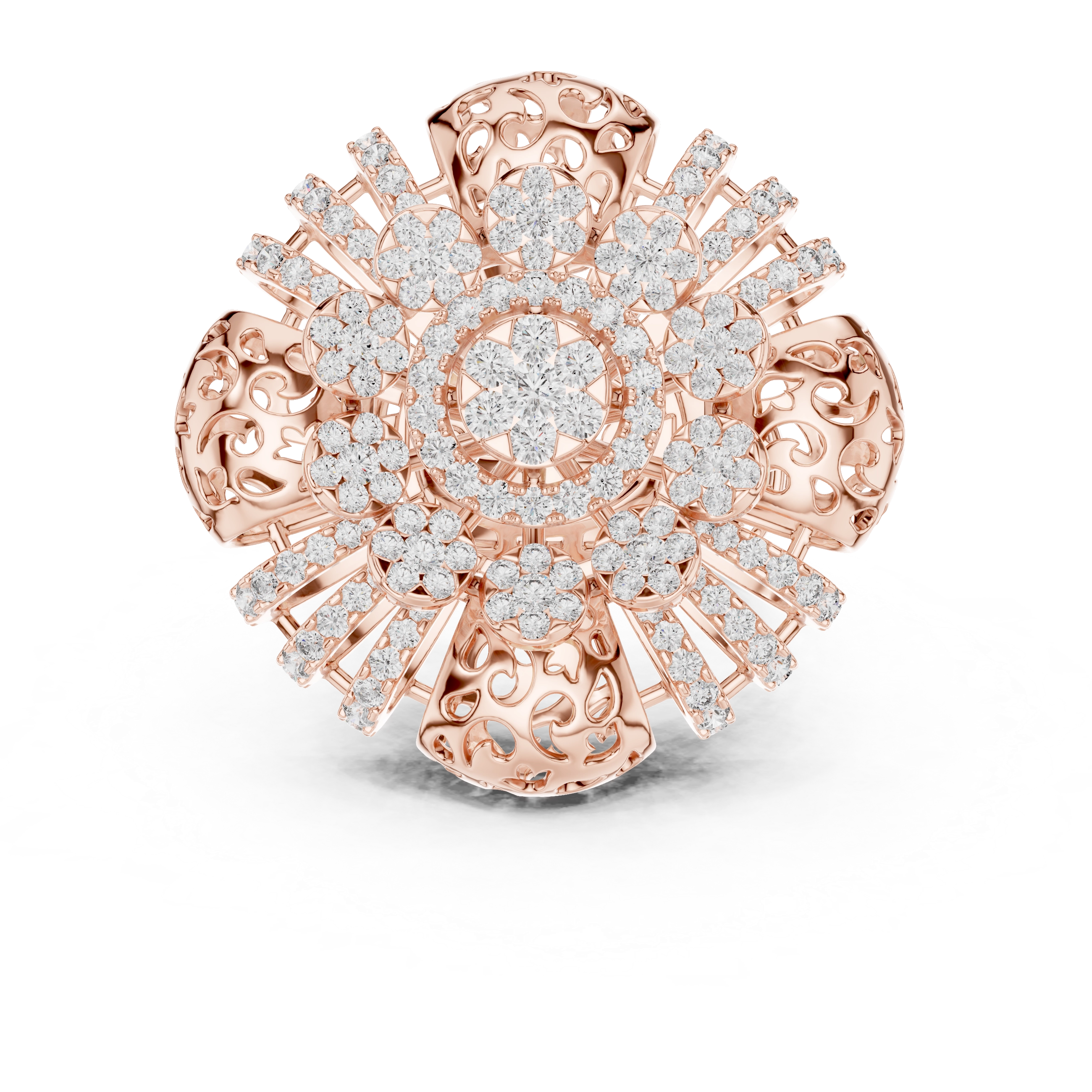 MJAR002 - Floral Textured Round Medallion Ring