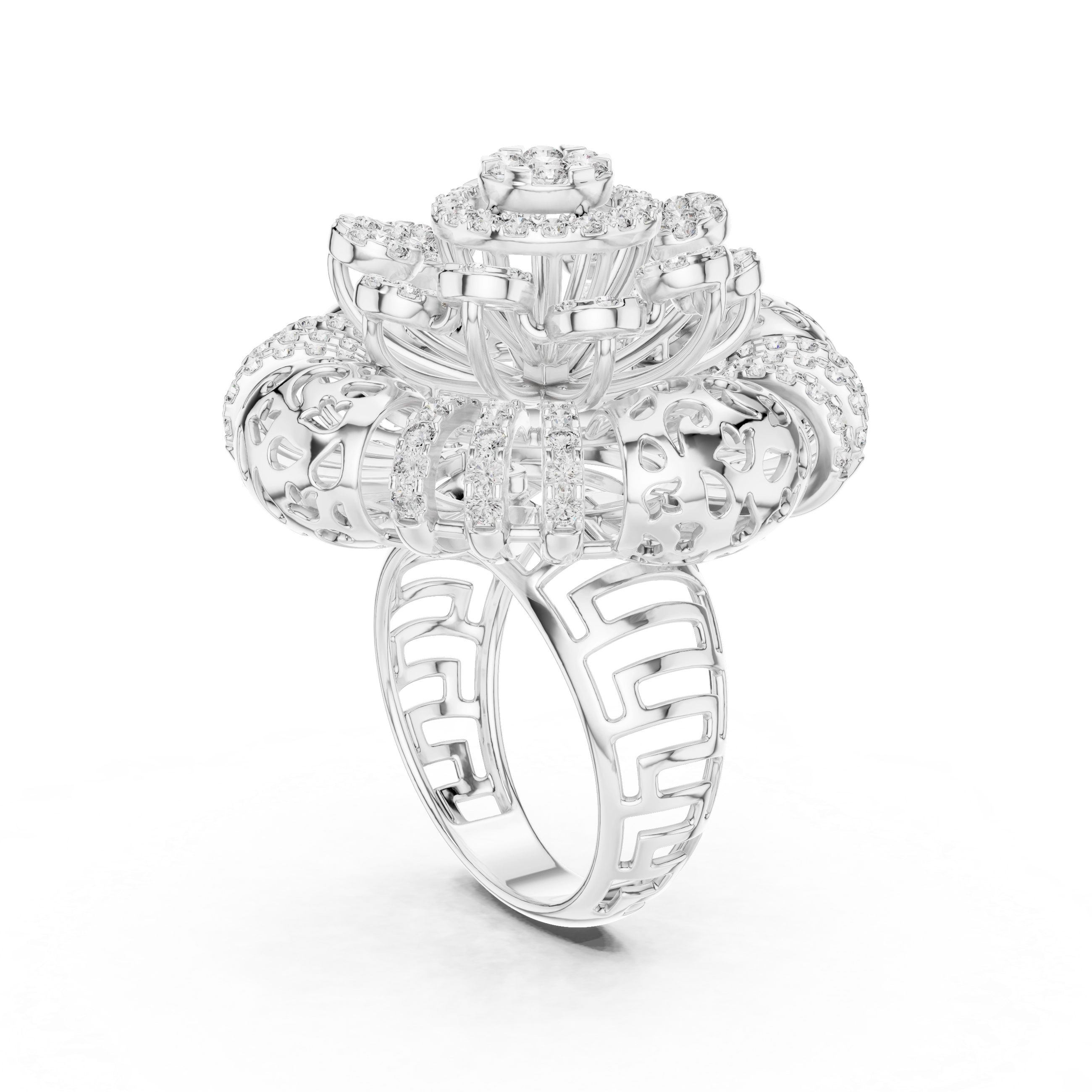 MJAR002 - Floral Textured Round Medallion Ring