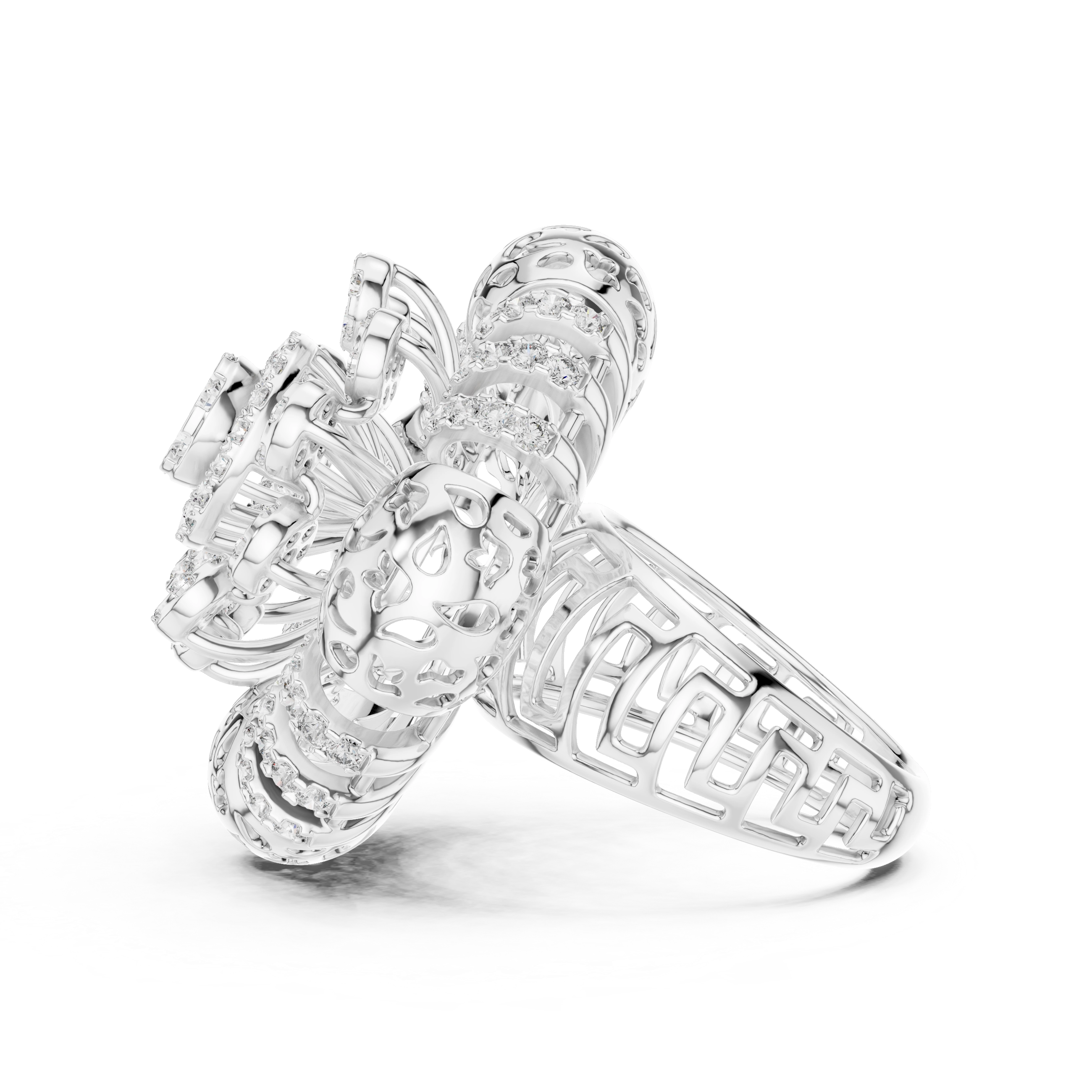 MJAR002 - Floral Textured Round Medallion Ring
