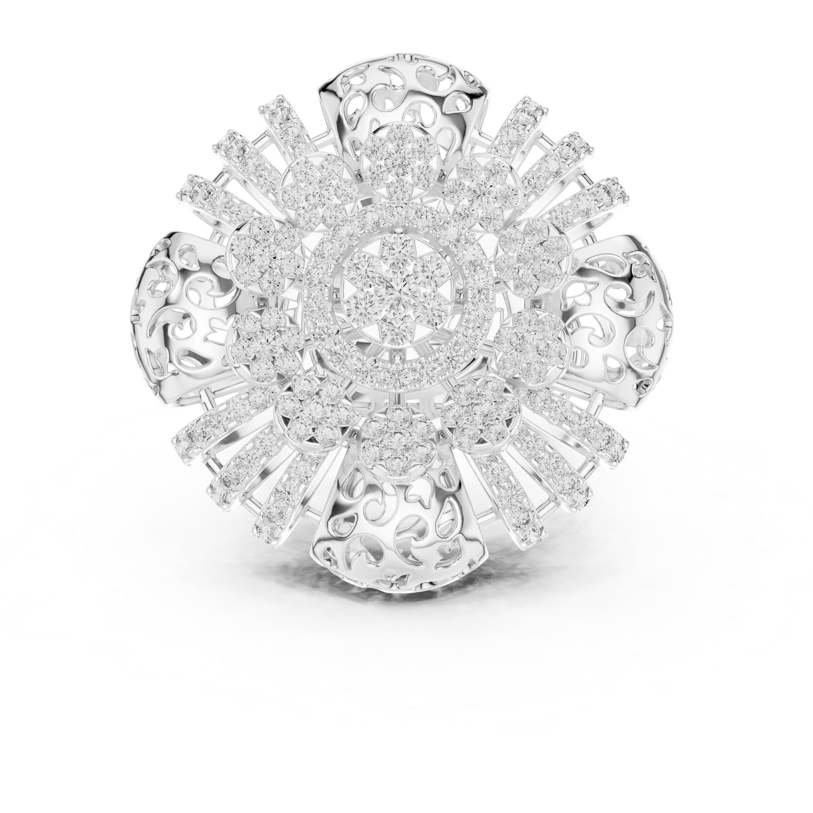 MJAR002 - Floral Textured Round Medallion Ring