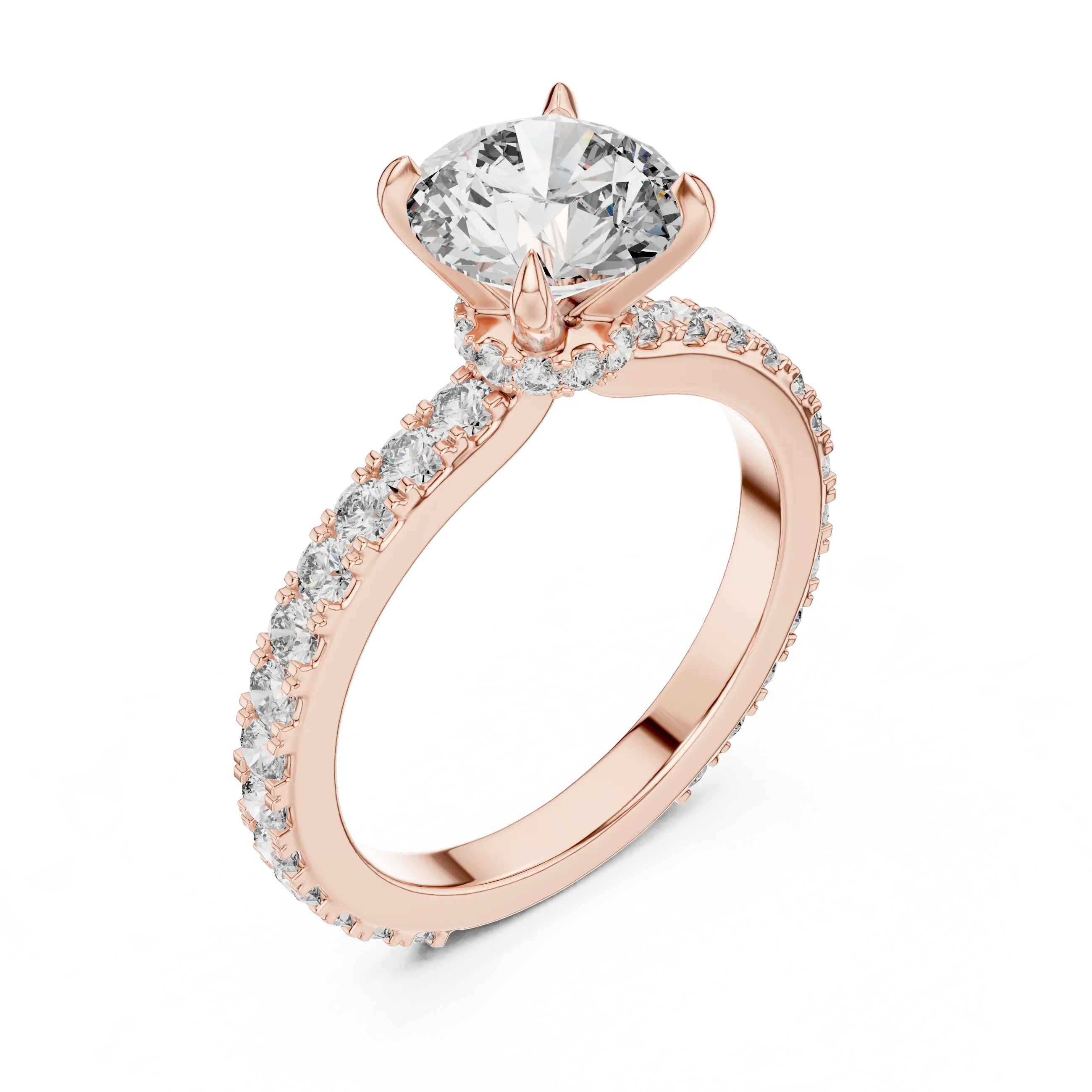 MJR052 - Elegant Bright Cut Under Halo Pavilion Ring