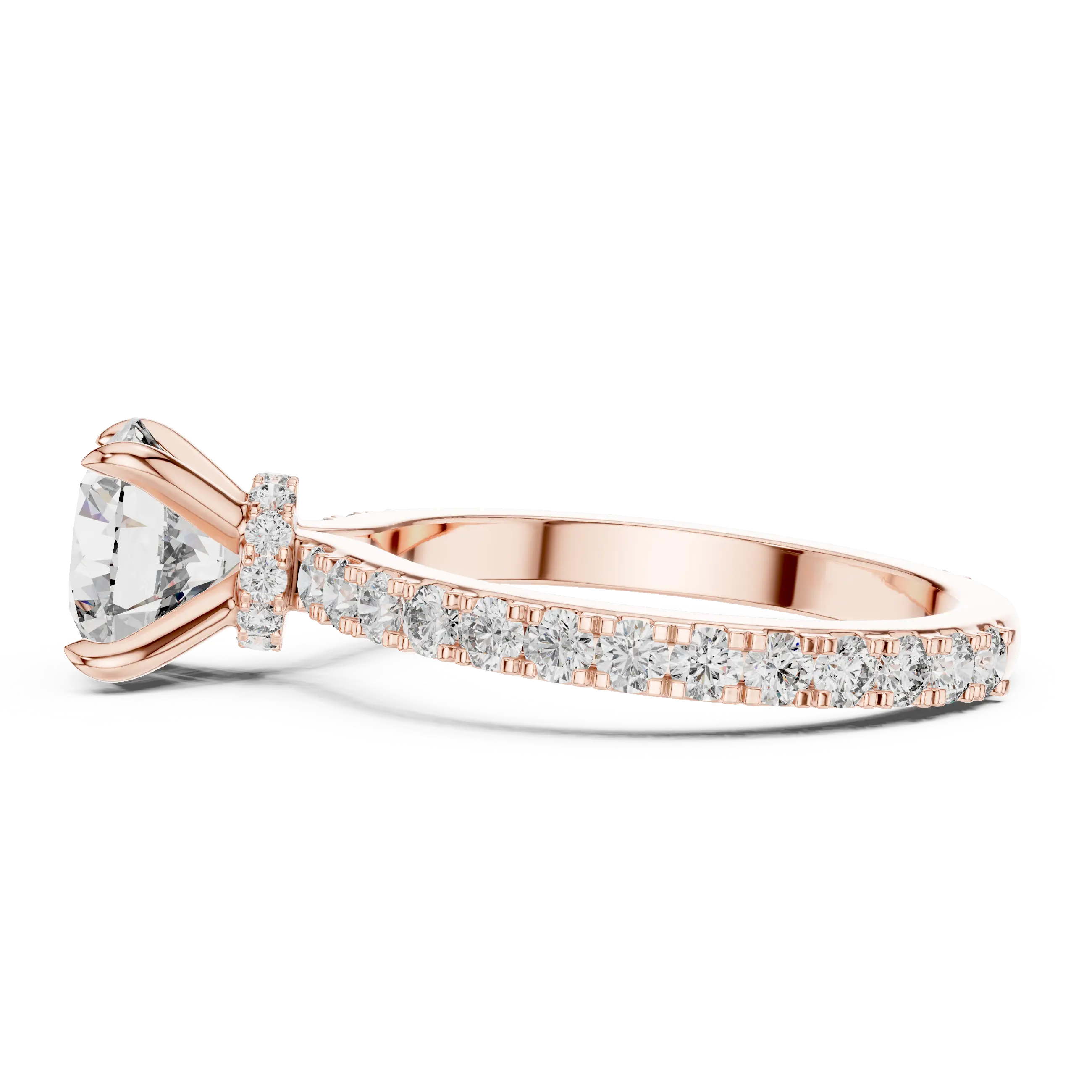 MJR052 - Elegant Bright Cut Under Halo Pavilion Ring