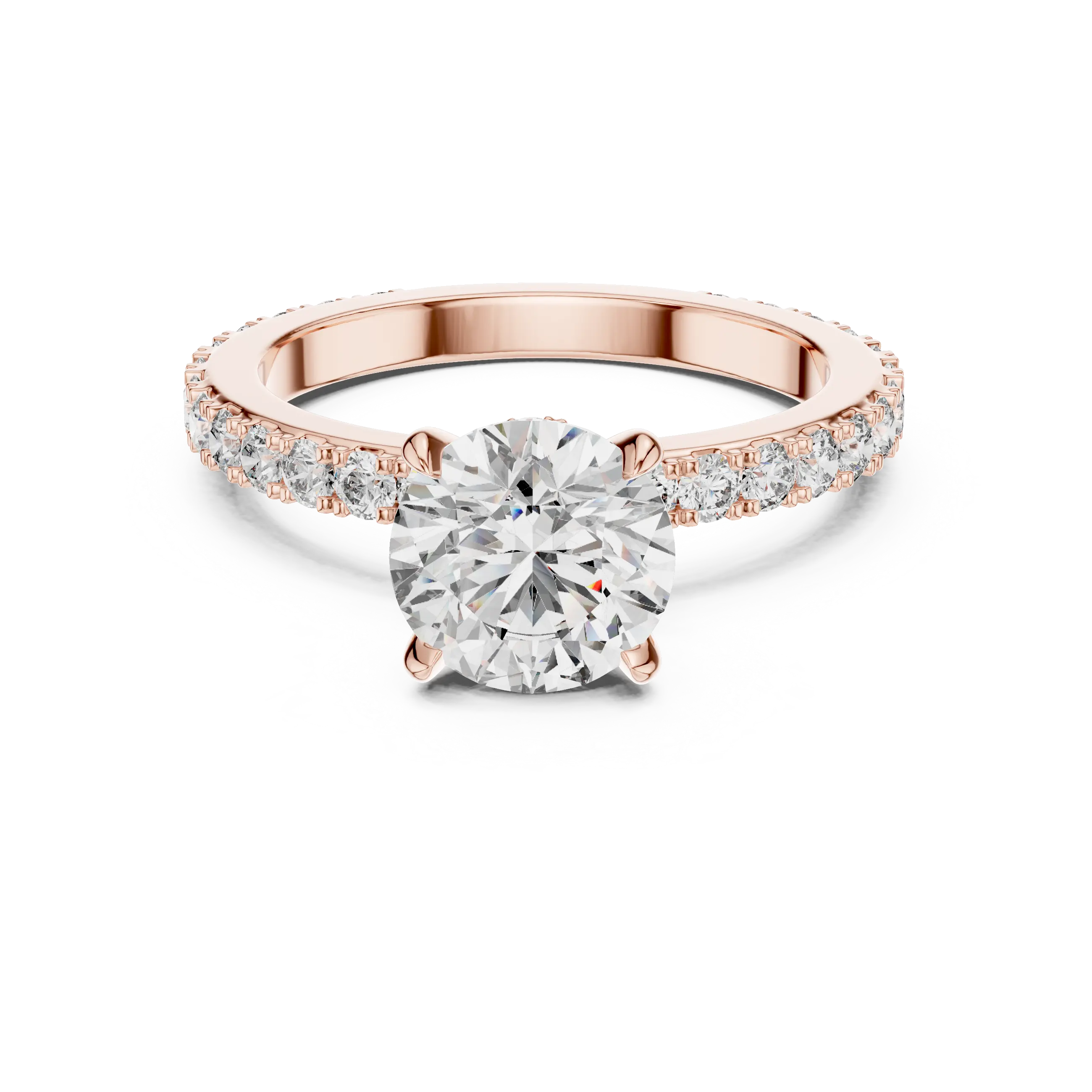 MJR052 - Elegant Bright Cut Under Halo Pavilion Ring