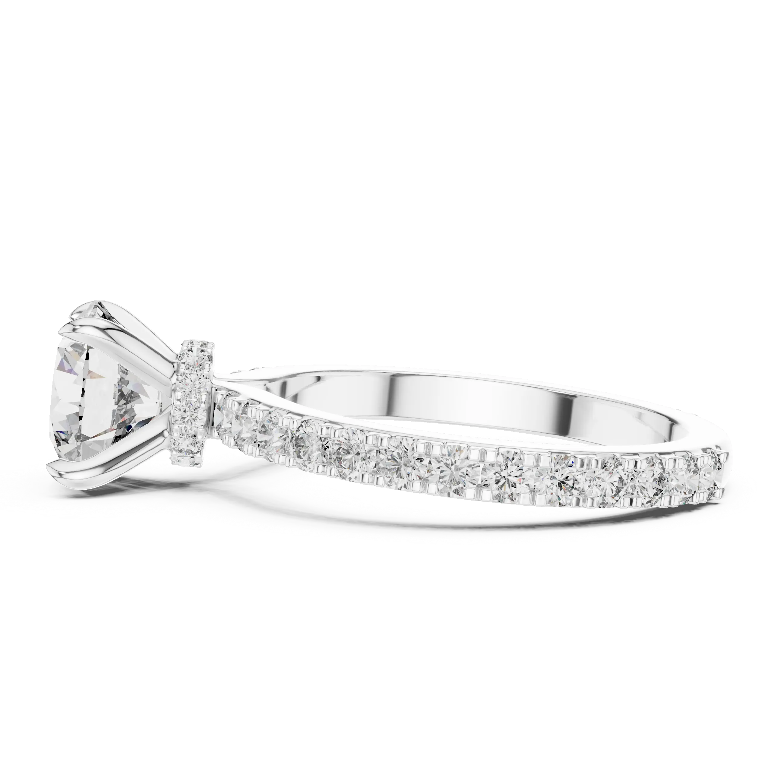 MJR052 - Elegant Bright Cut Under Halo Pavilion Ring