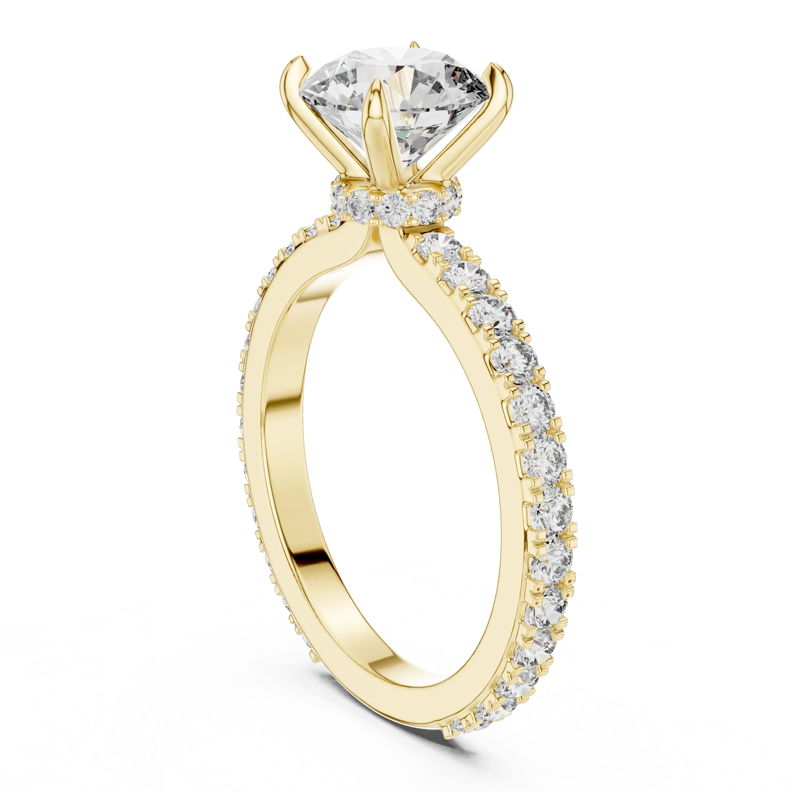 MJR052 - Elegant Bright Cut Under Halo Pavilion Ring