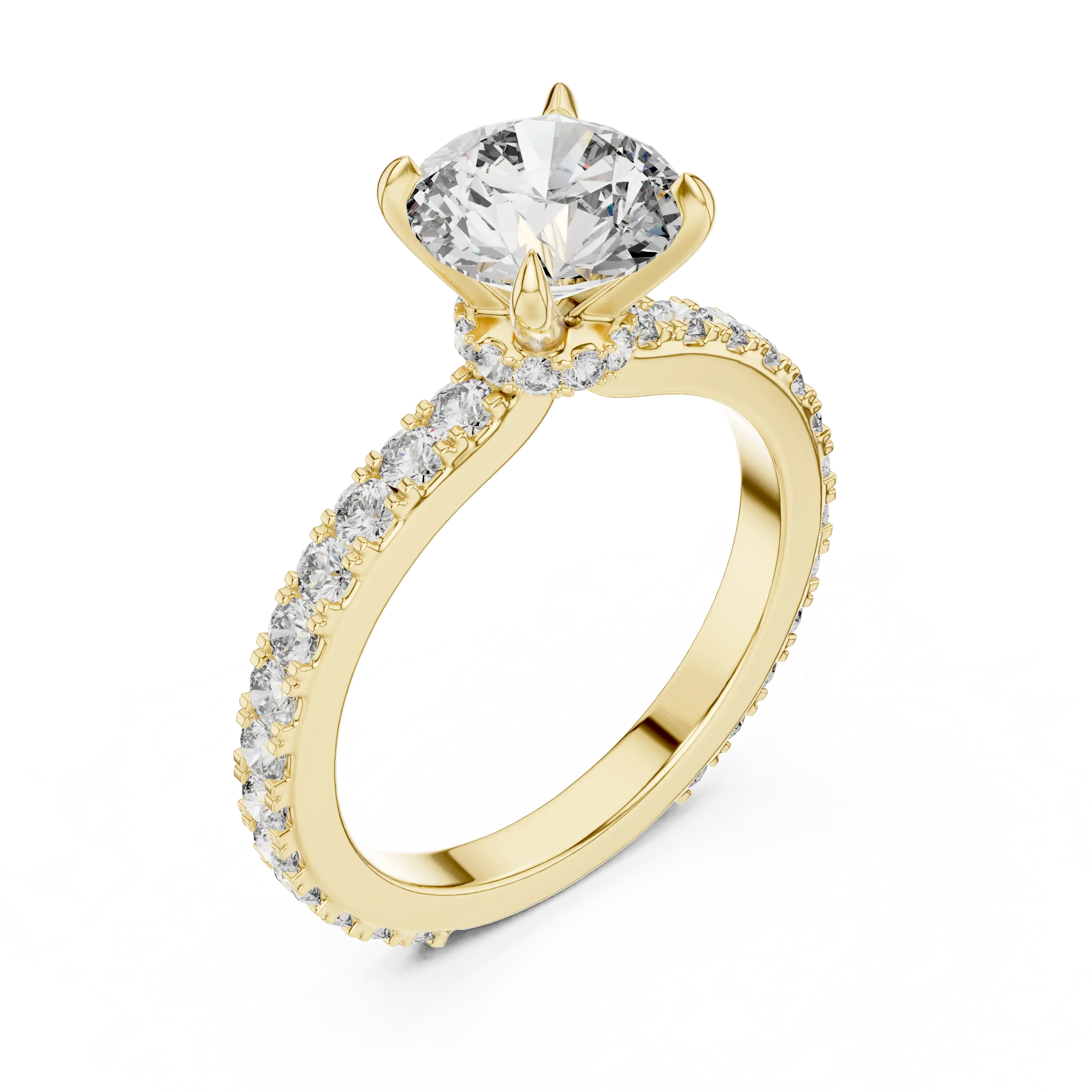 MJR052 - Elegant Bright Cut Under Halo Pavilion Ring