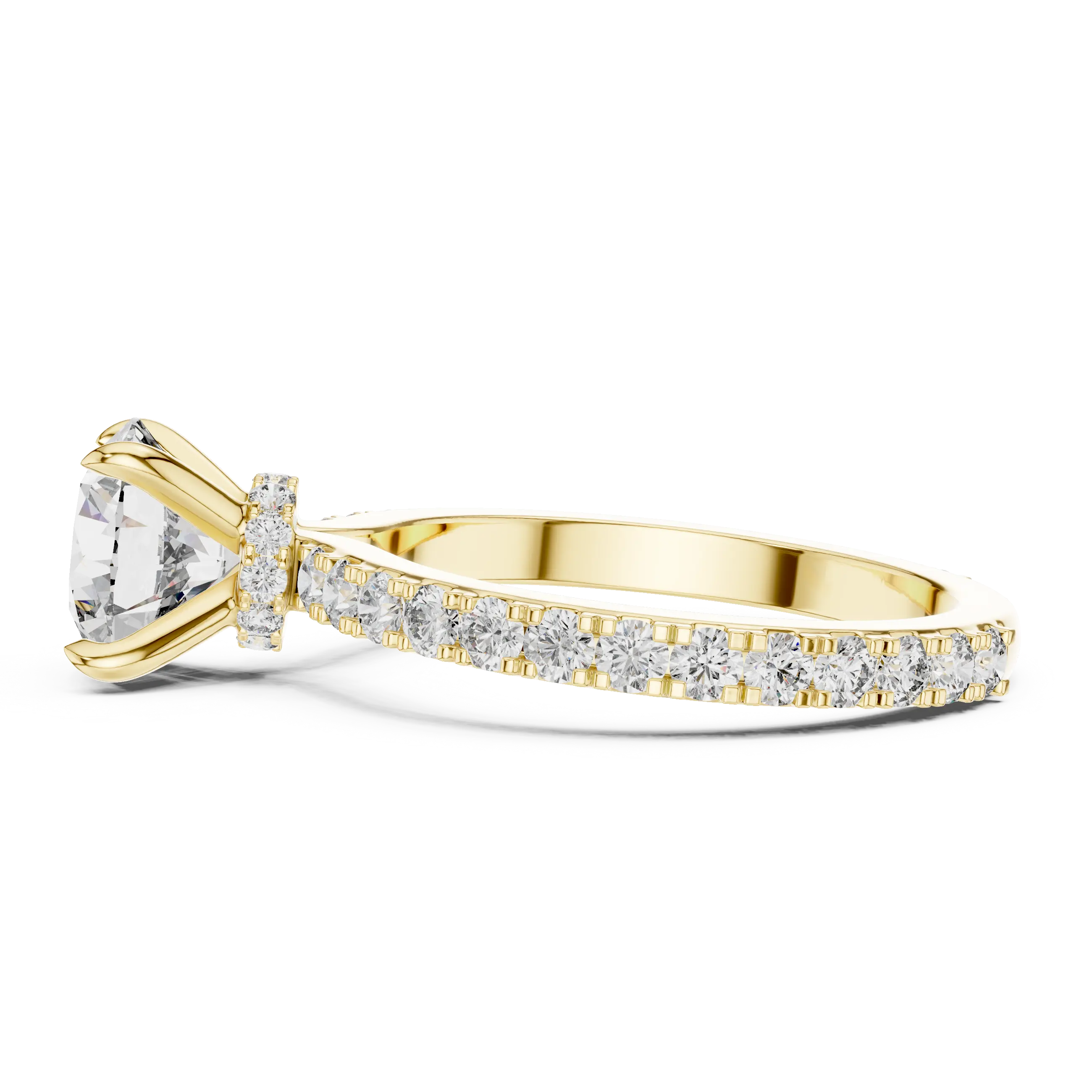 MJR052 - Elegant Bright Cut Under Halo Pavilion Ring