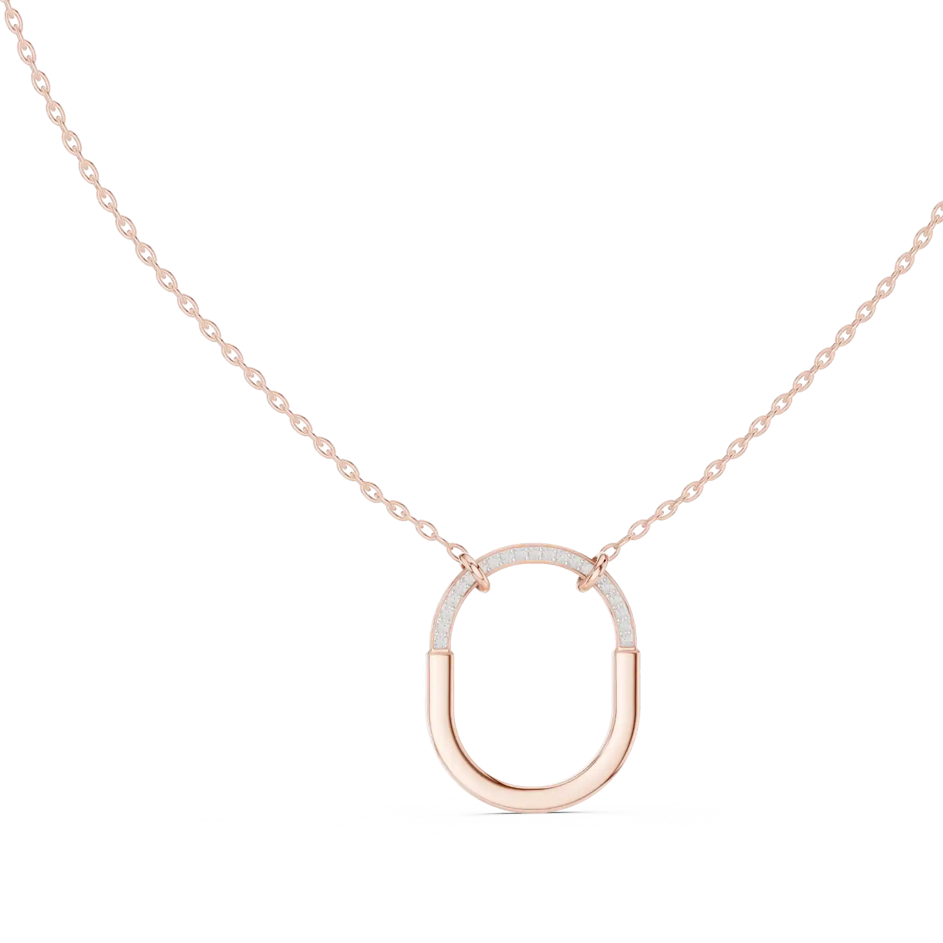 MJP27 - Elongated Oval Pavé Arch Necklace