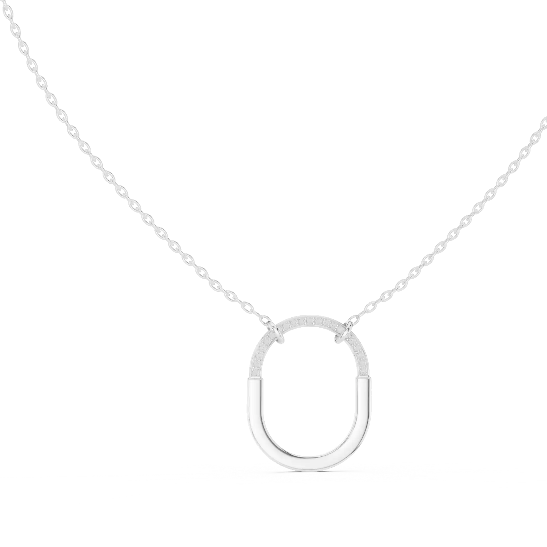 MJP27 - Elongated Oval Pavé Arch Necklace