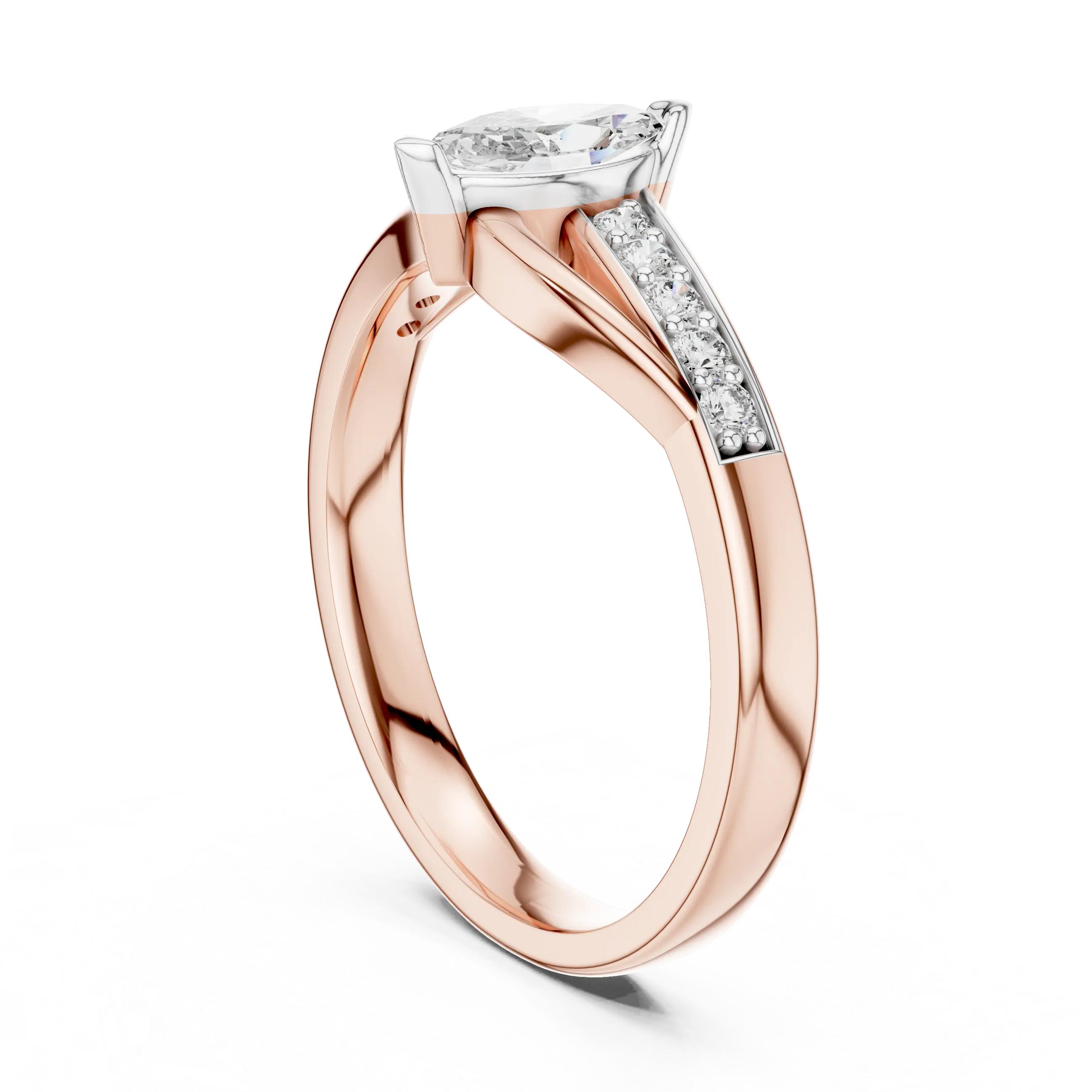 MJR056 - Marquise Cut Fluid Wave Split Shank Ring