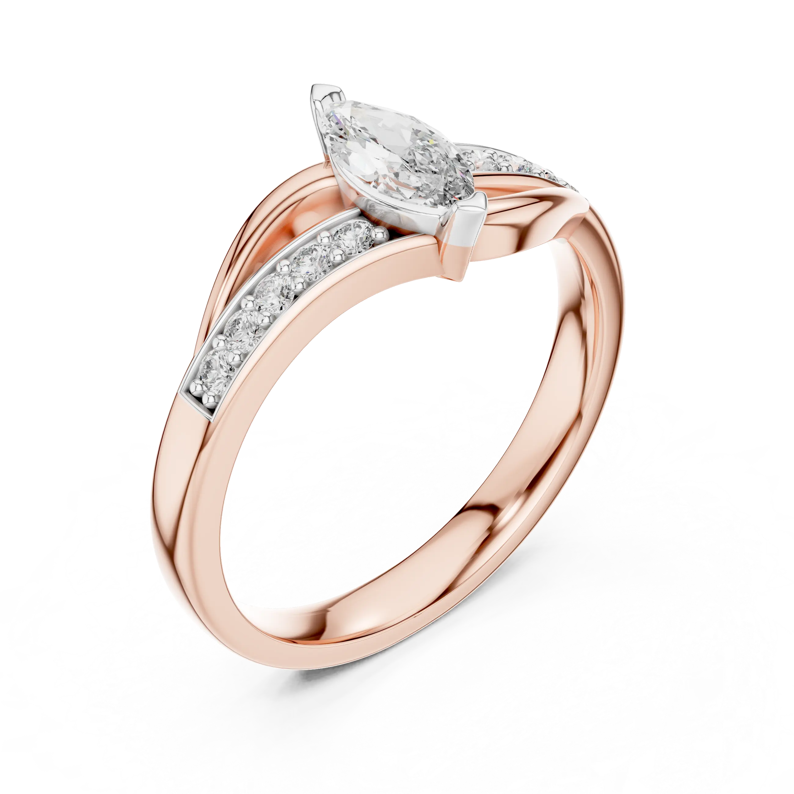 MJR056 - Marquise Cut Fluid Wave Split Shank Ring