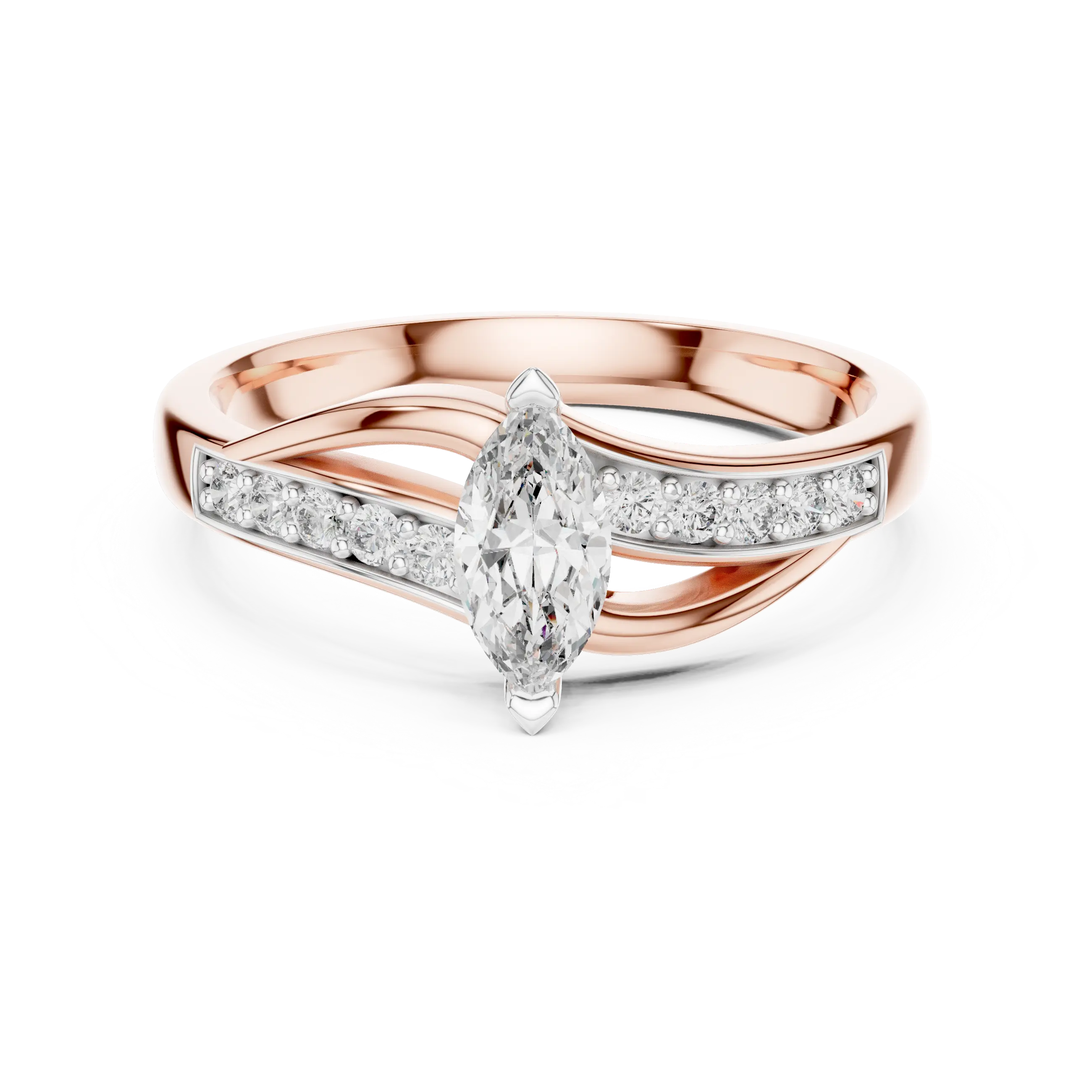 MJR056 - Marquise Cut Fluid Wave Split Shank Ring