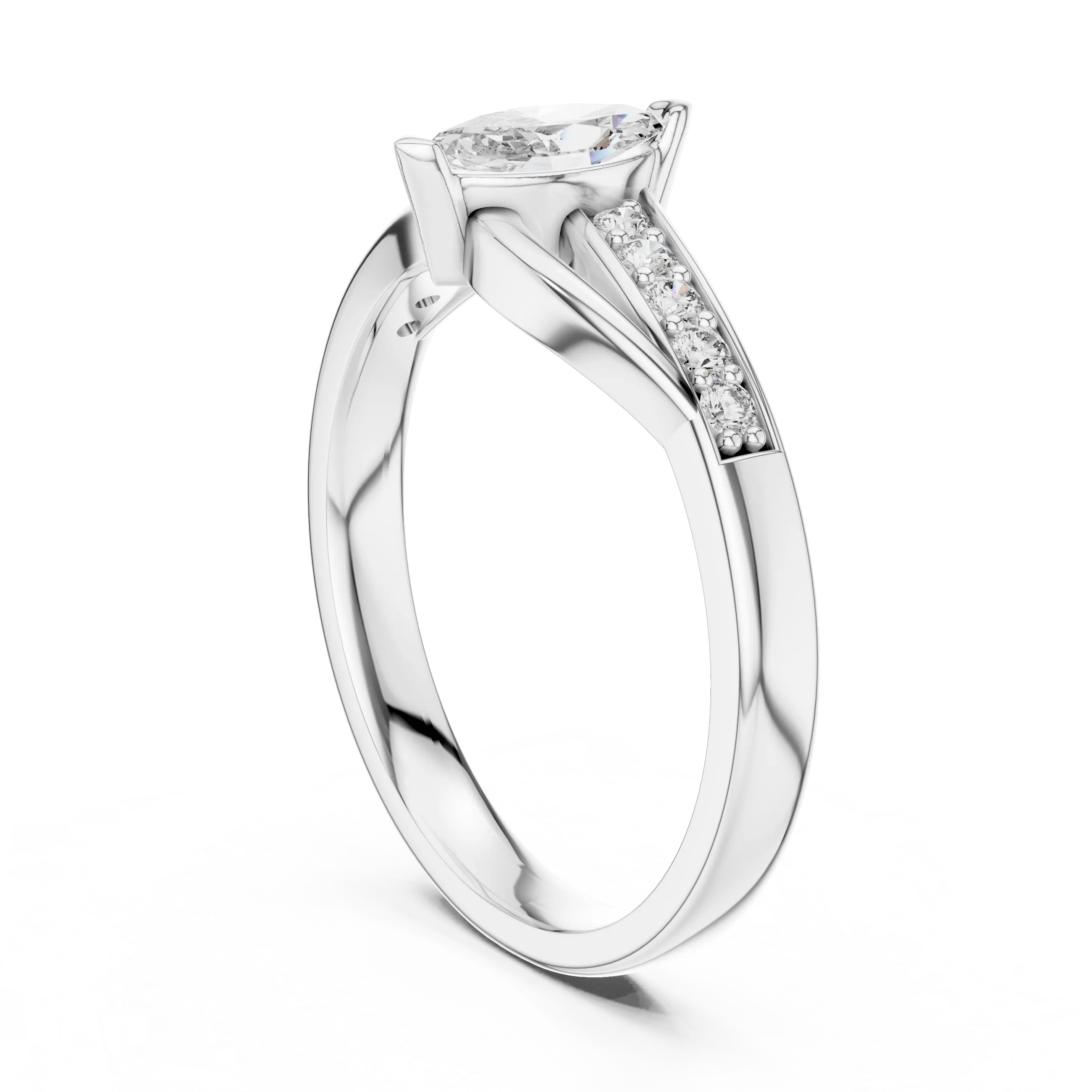 MJR056 - Marquise Cut Fluid Wave Split Shank Ring