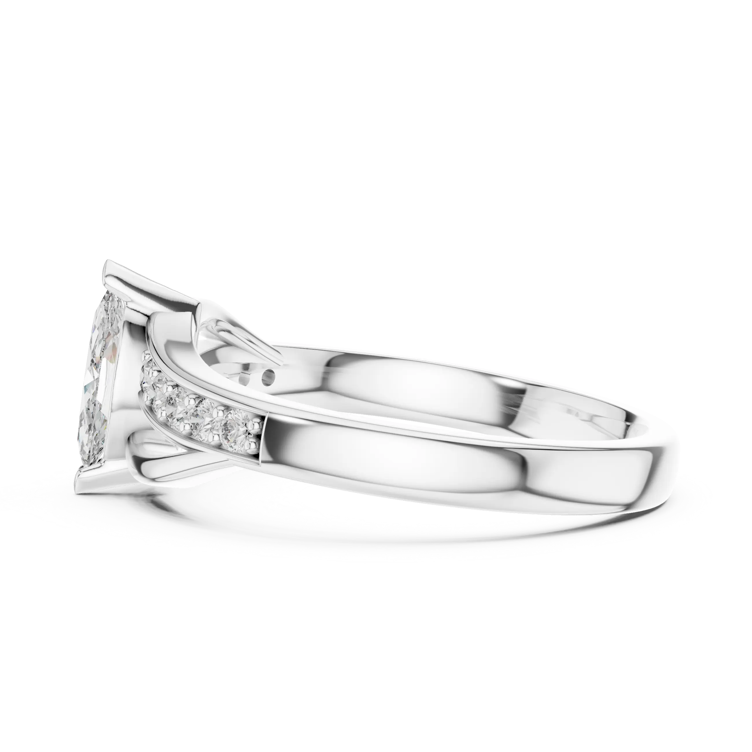 MJR056 - Marquise Cut Fluid Wave Split Shank Ring