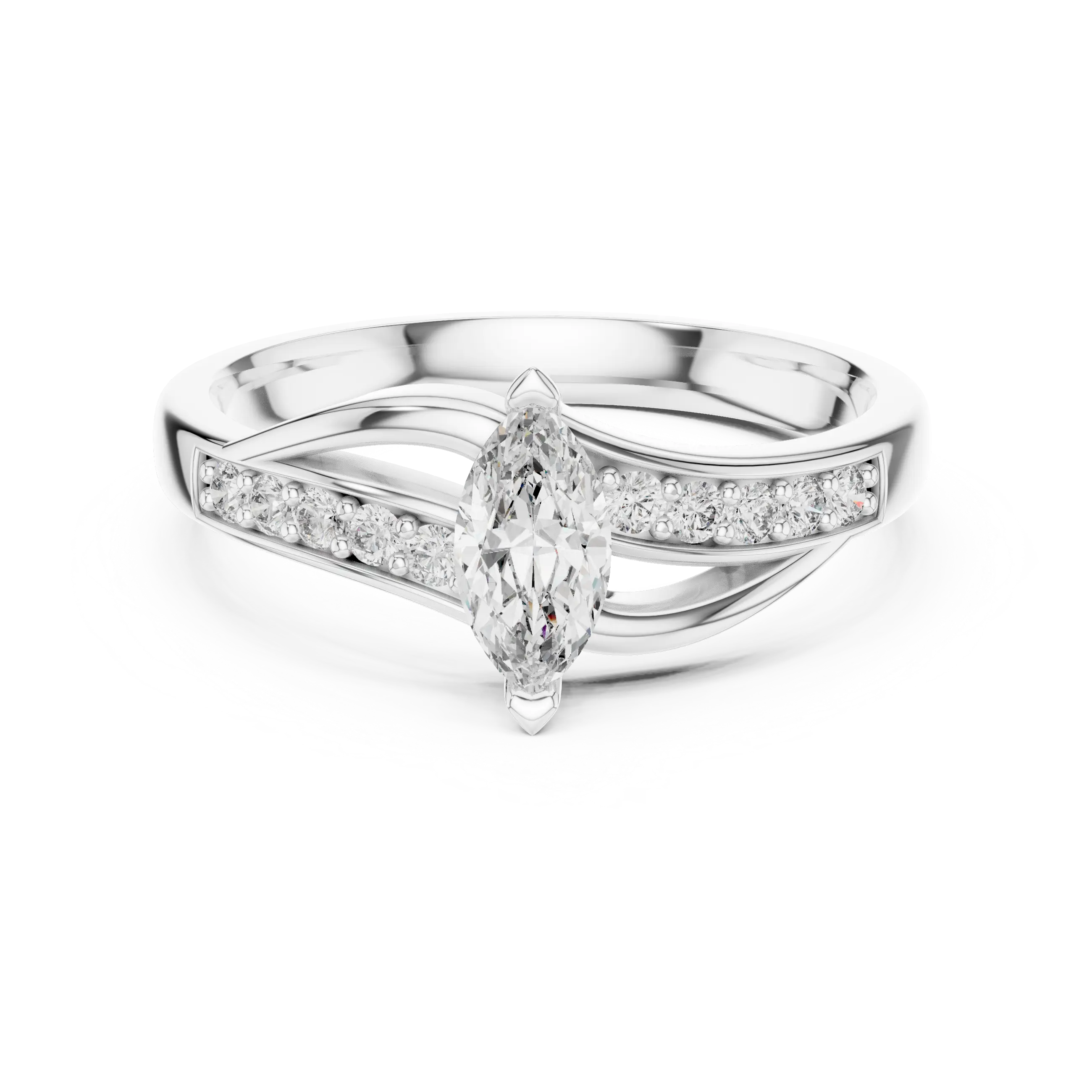 MJR056 - Marquise Cut Fluid Wave Split Shank Ring