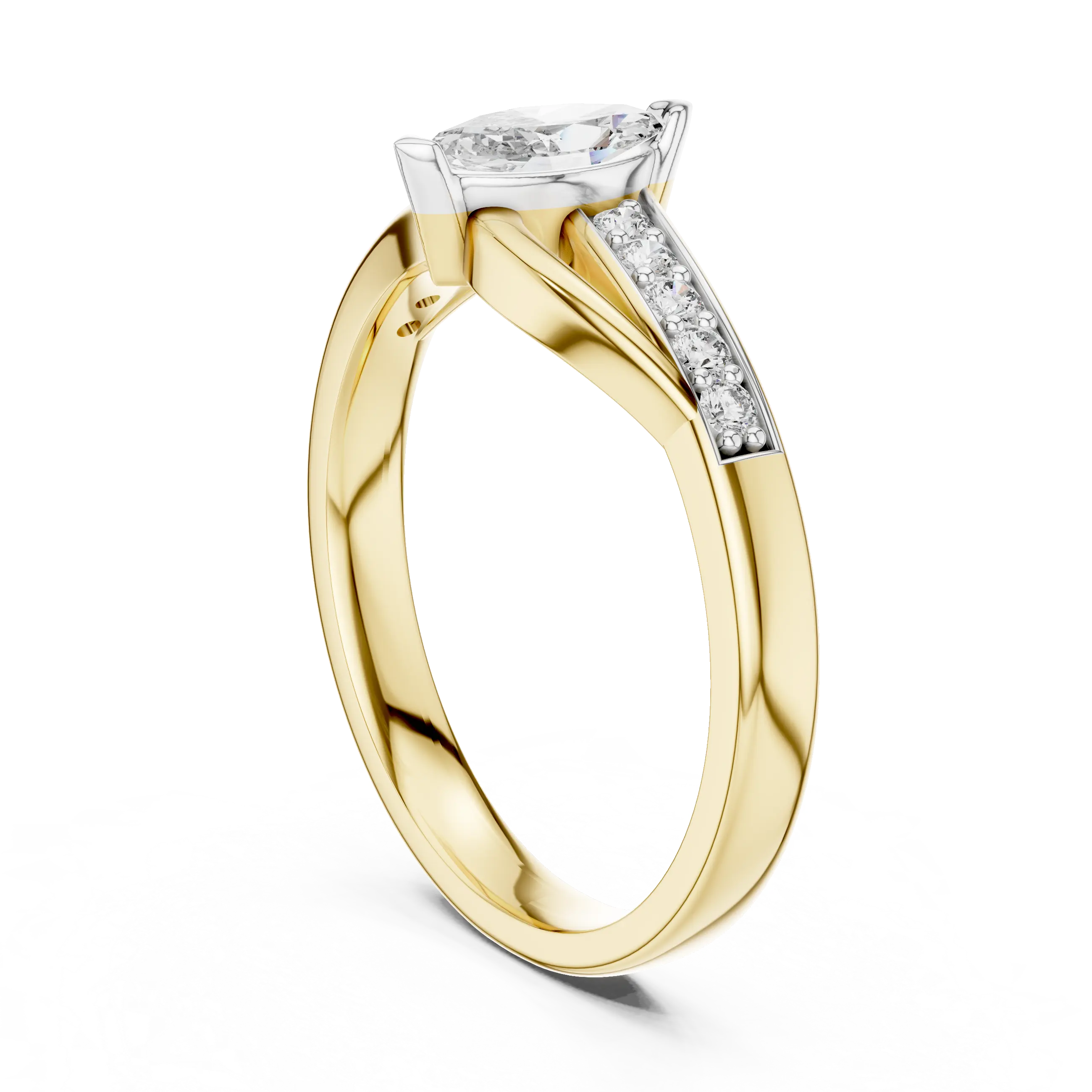 MJR056 - Marquise Cut Fluid Wave Split Shank Ring