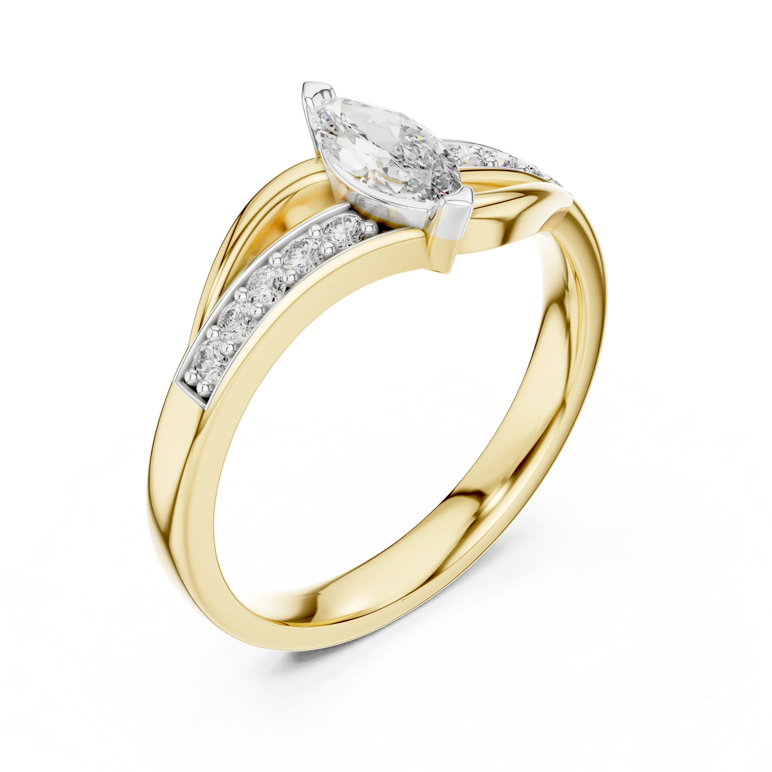 MJR056 - Marquise Cut Fluid Wave Split Shank Ring