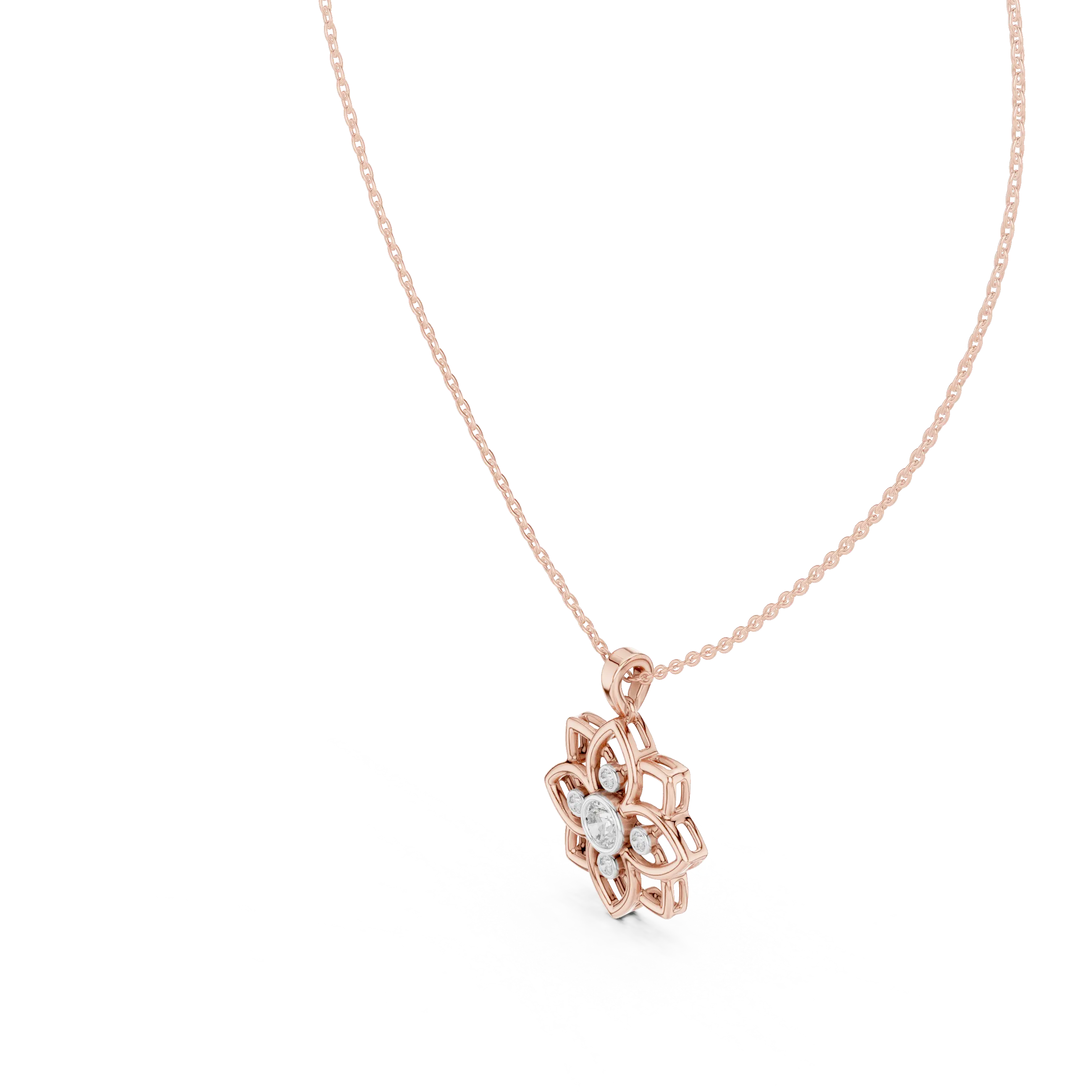 MJP29 - Openwork Lotus Blossom Diamond Pendant
