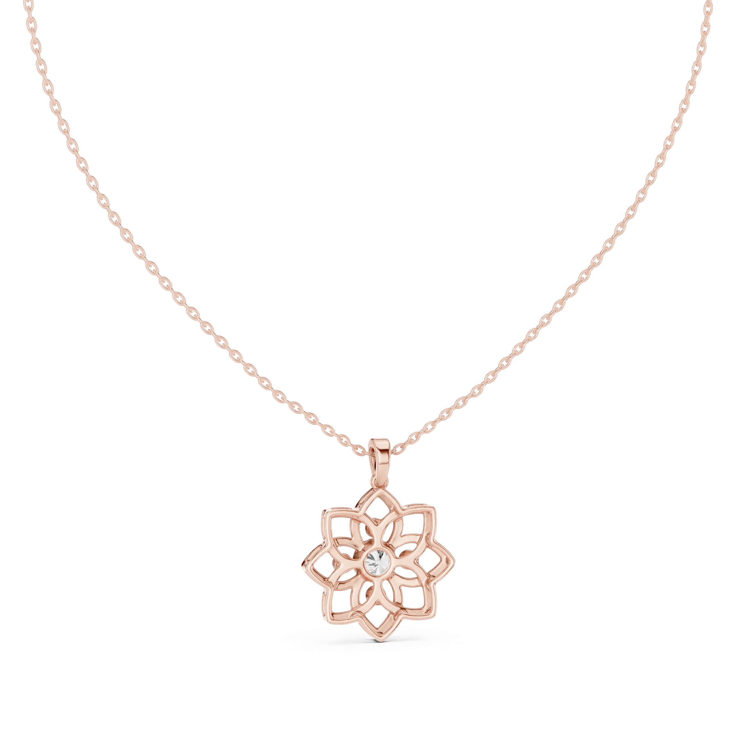 MJP29 - Openwork Lotus Blossom Diamond Pendant