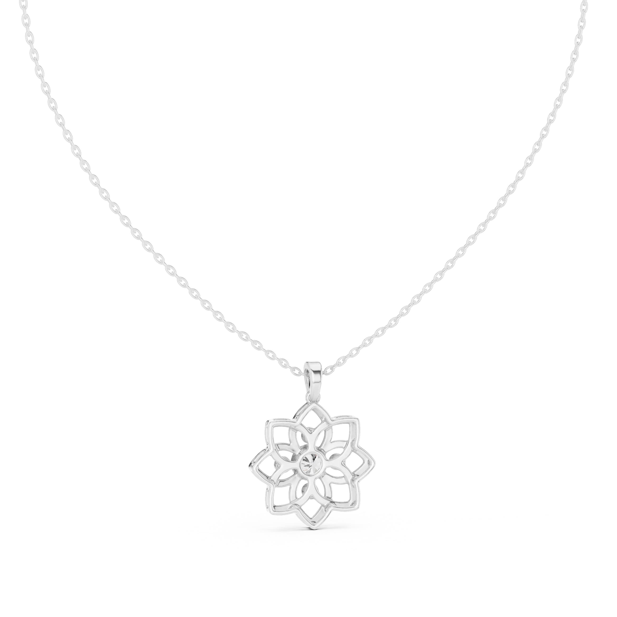 MJP29 - Openwork Lotus Blossom Diamond Pendant