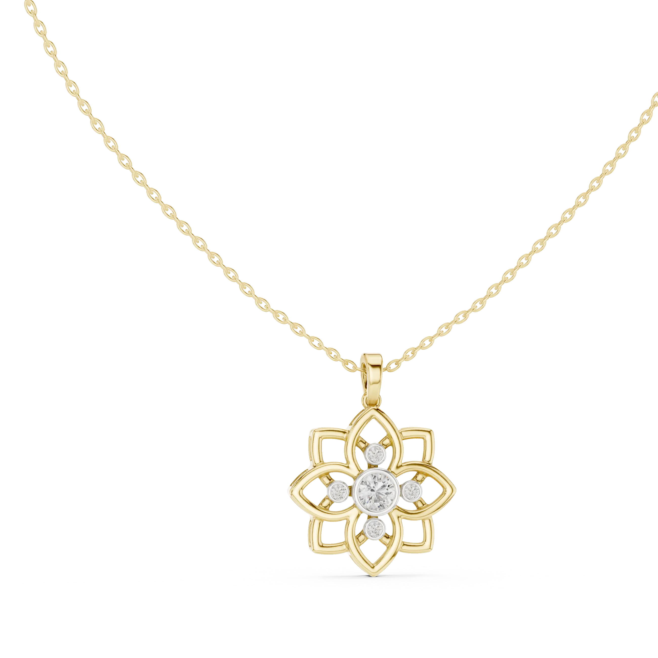 MJP29 - Openwork Lotus Blossom Diamond Pendant