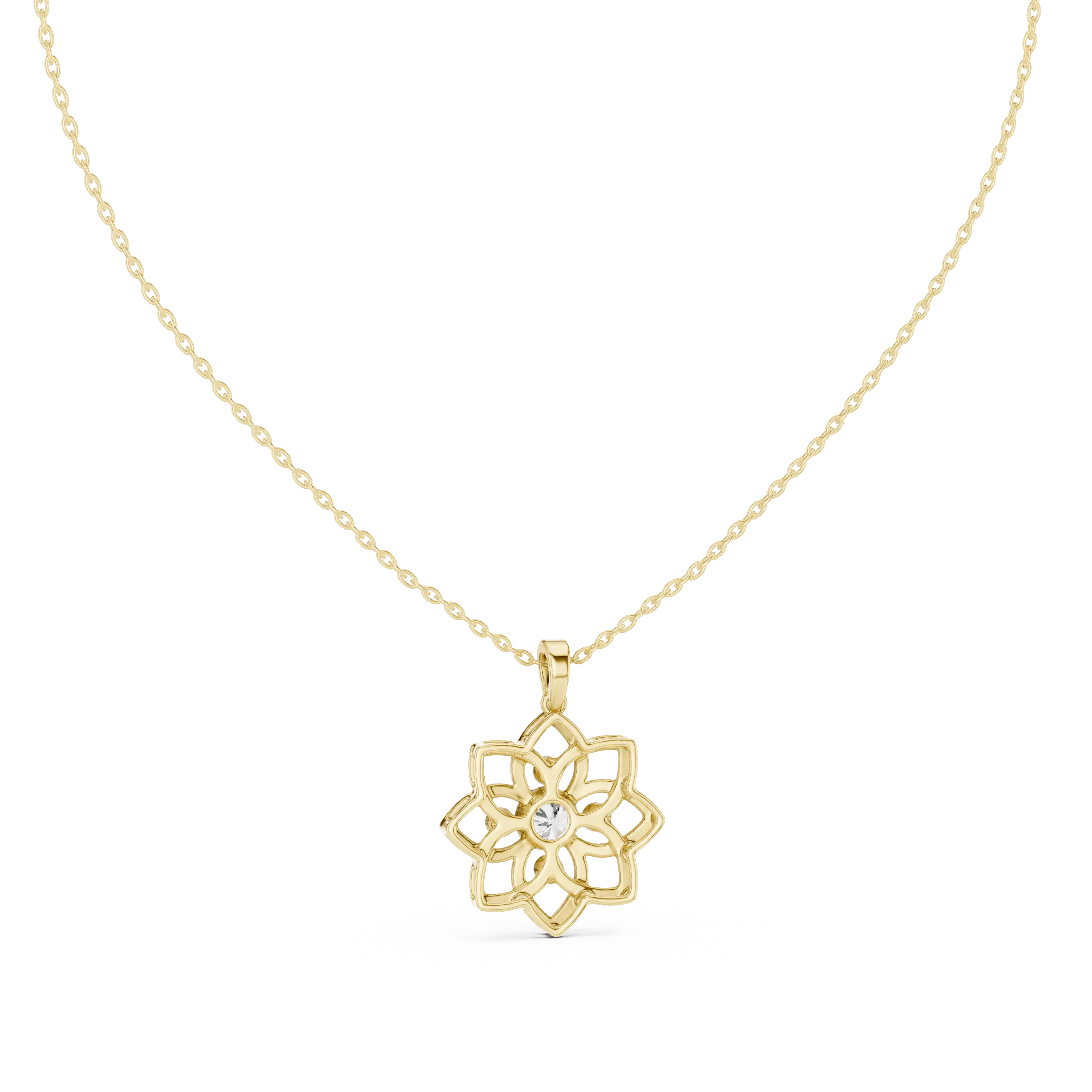 MJP29 - Openwork Lotus Blossom Diamond Pendant