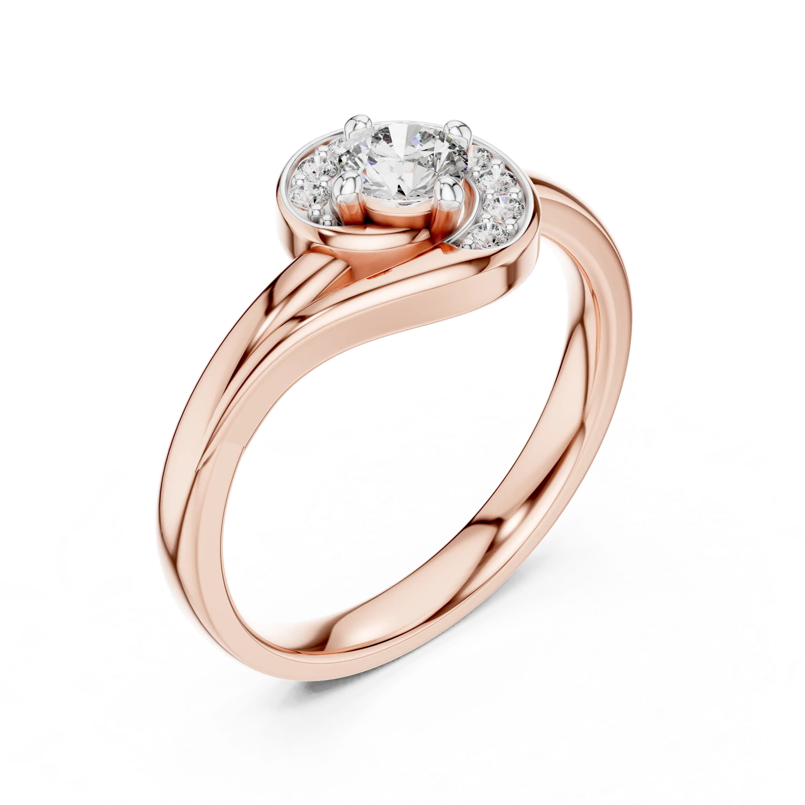 MJR066 - Elegant Vortex Motif Swirling Accent Bridal Ring