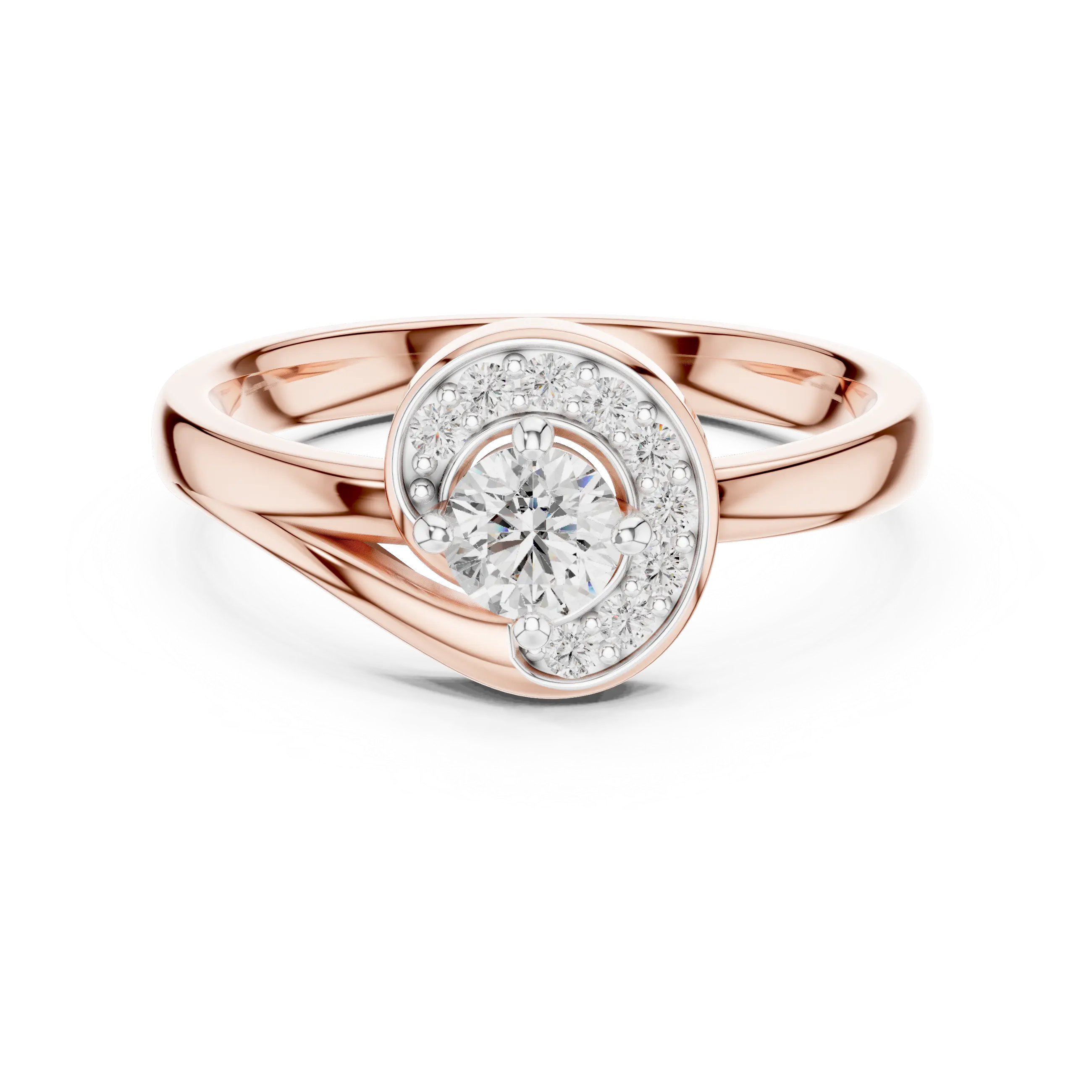 MJR066 - Elegant Vortex Motif Swirling Accent Bridal Ring