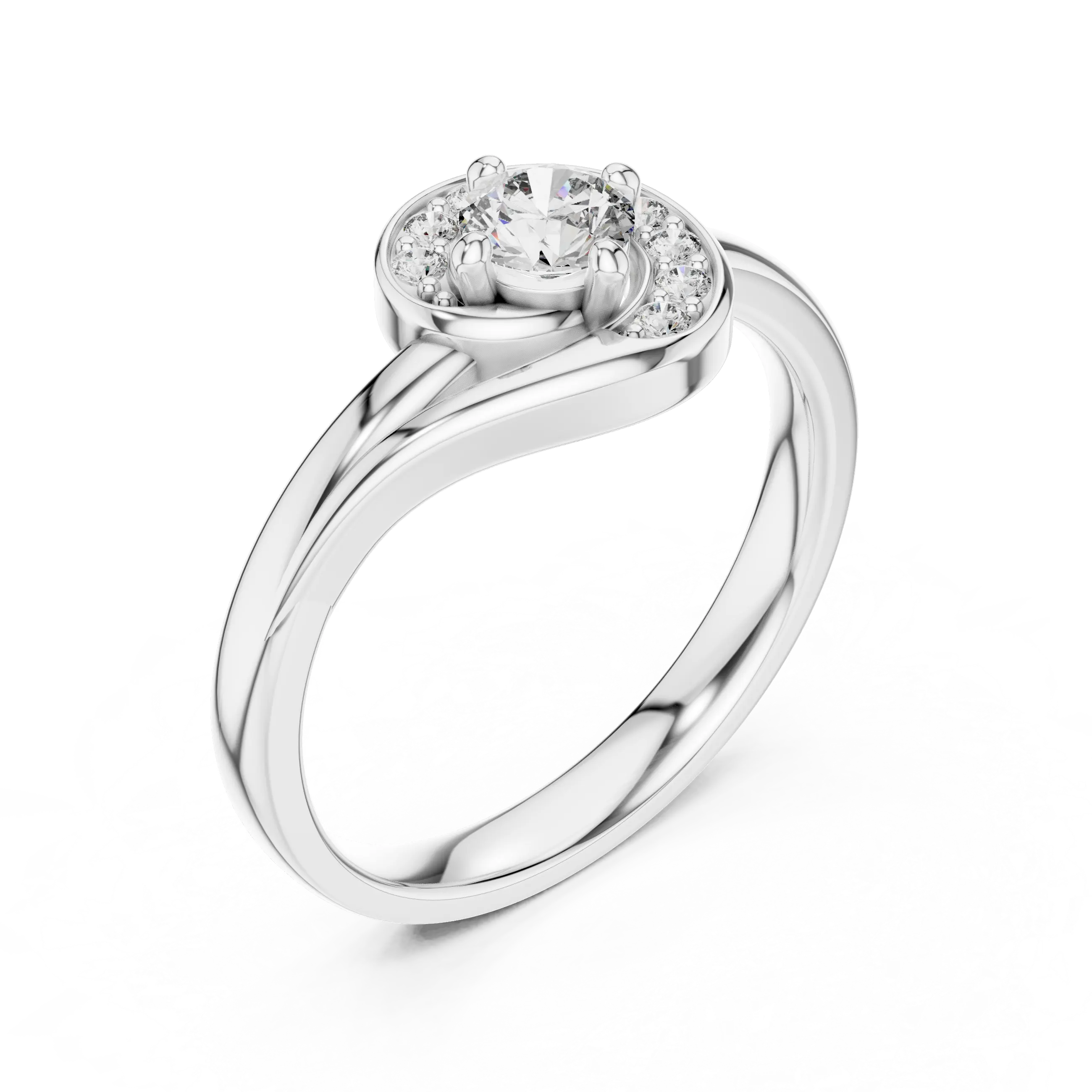 MJR066 - Elegant Vortex Motif Swirling Accent Bridal Ring