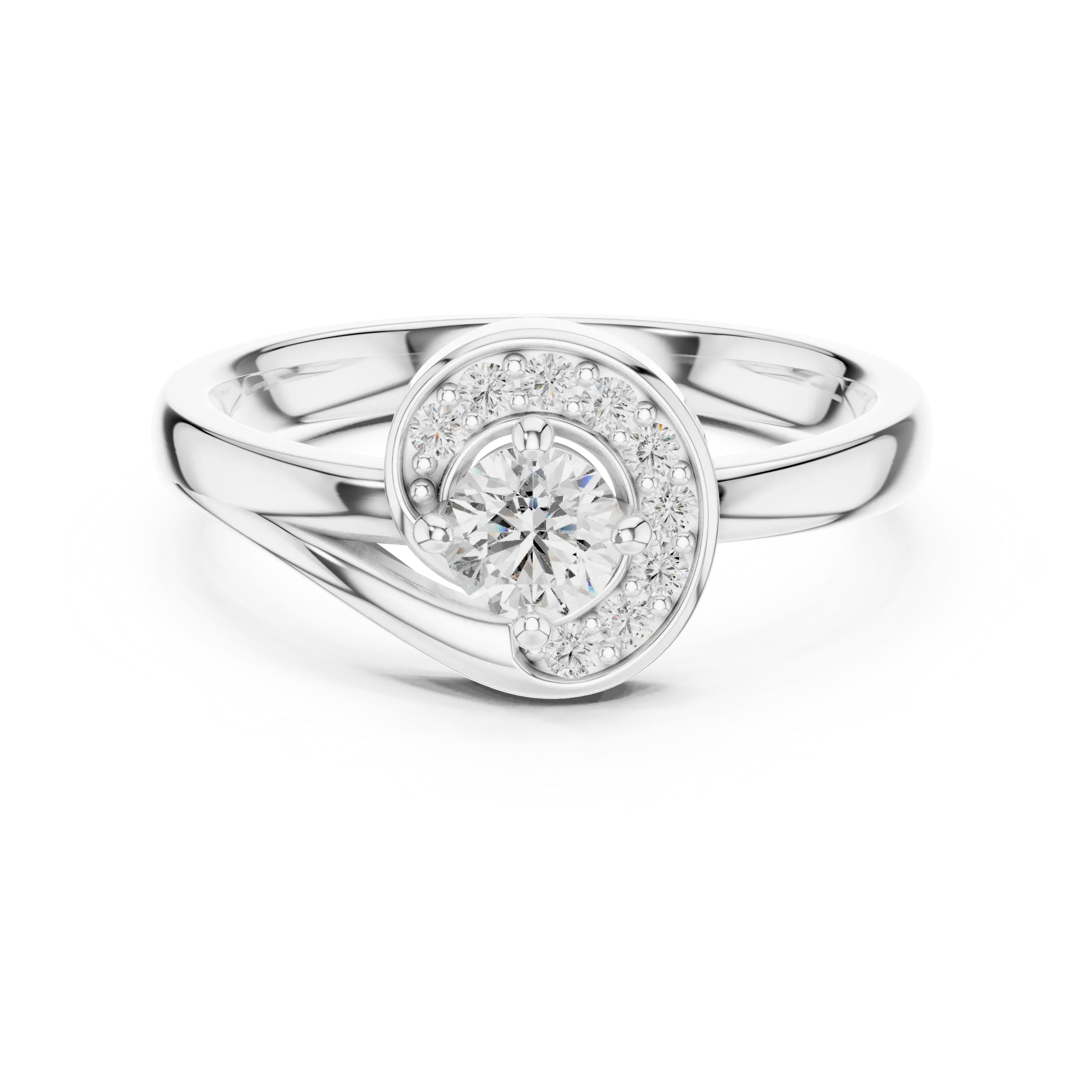 MJR066 - Elegant Vortex Motif Swirling Accent Bridal Ring