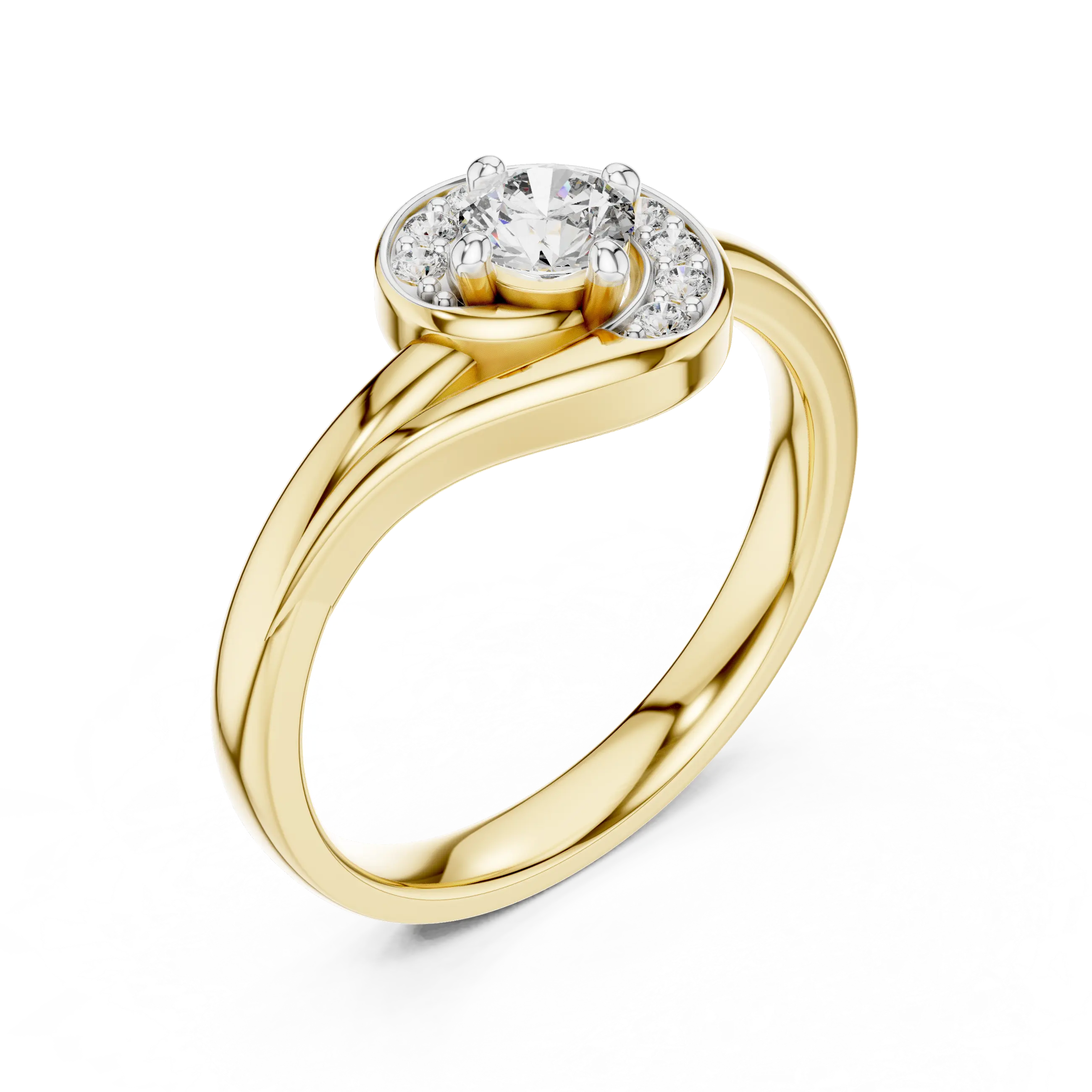 MJR066 - Elegant Vortex Motif Swirling Accent Bridal Ring