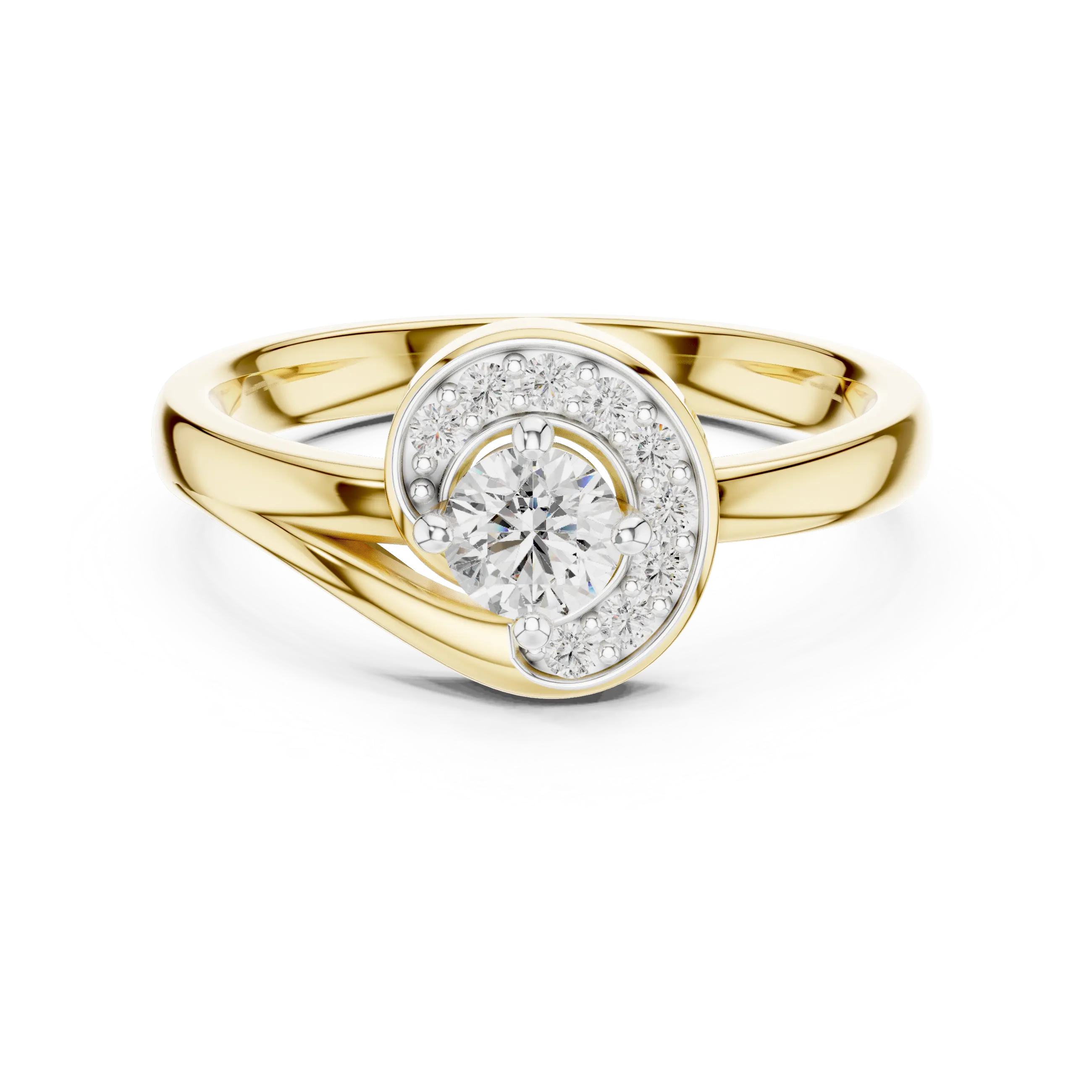 MJR066 - Elegant Vortex Motif Swirling Accent Bridal Ring