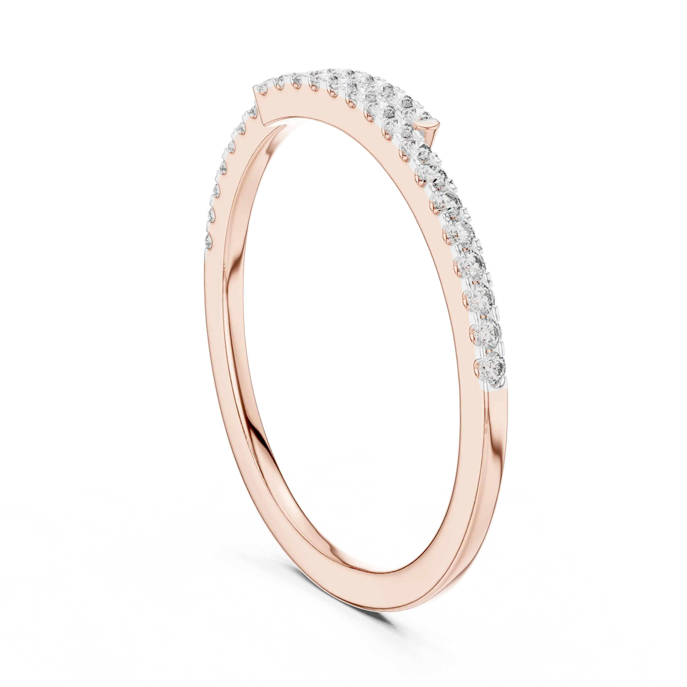 MJET009 - Round Brilliant Bypass Pavé Half Eternity Band